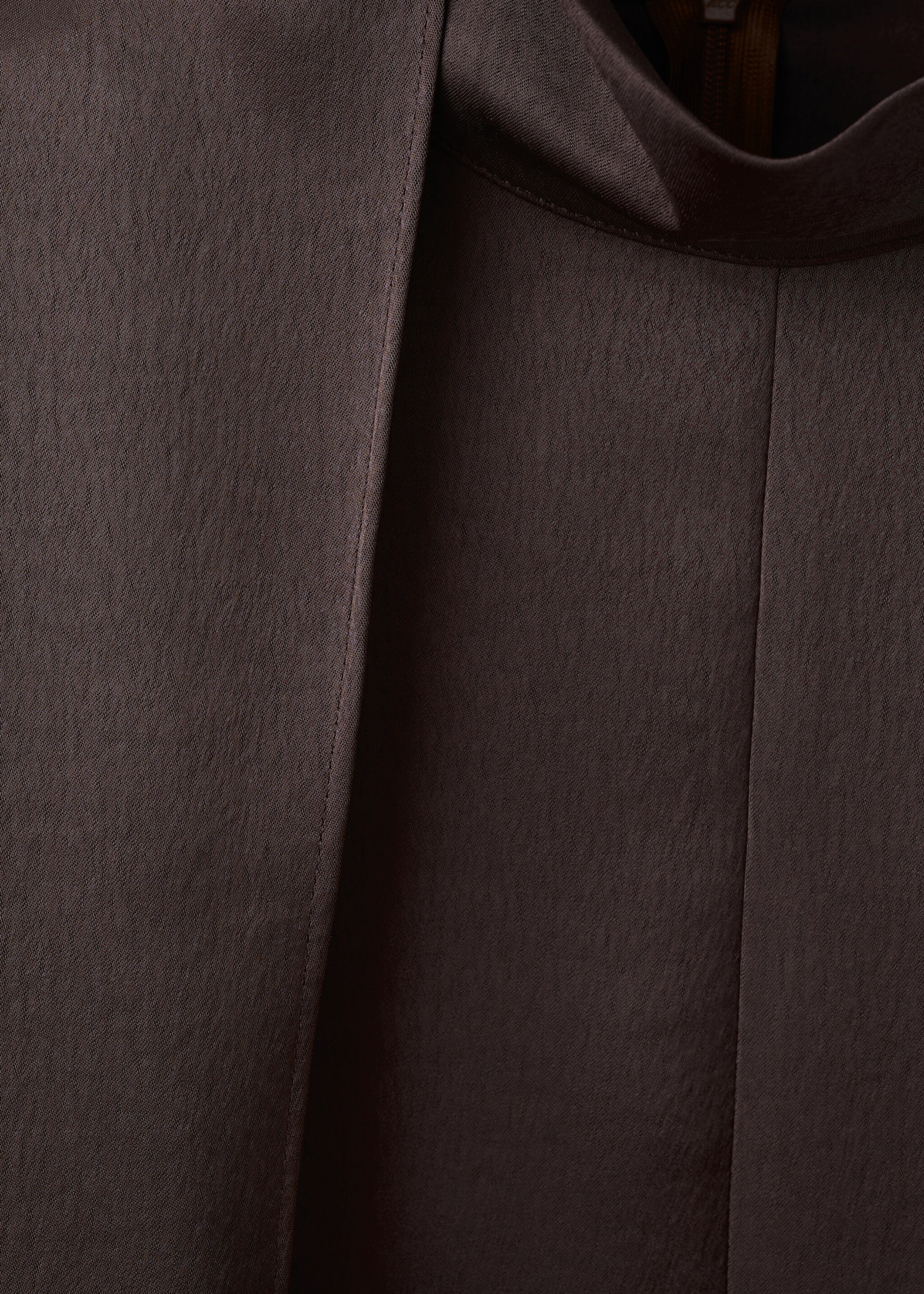 Satin dress with foulard - Details of the article 8, Brown. Ref: 27051284-00.