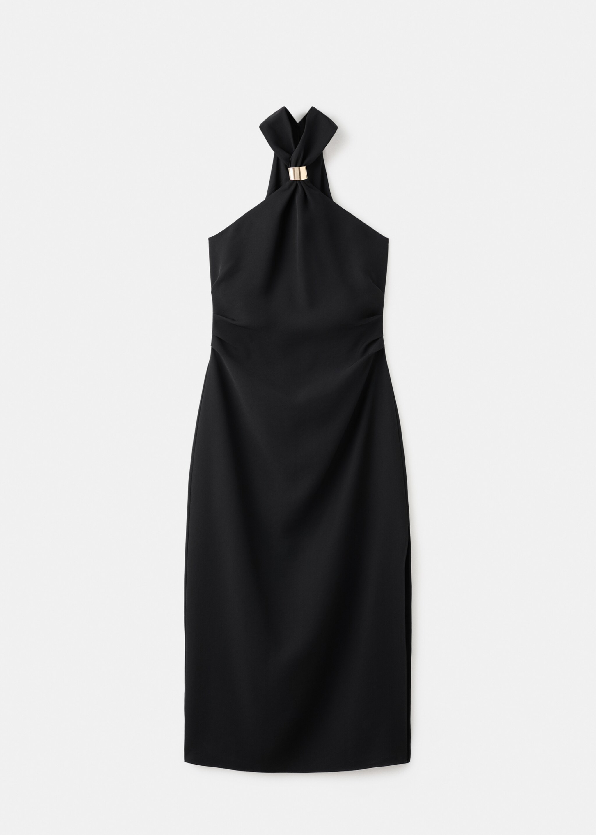Halter-neck dress with metal embellishment - Article without model, Black. Ref: 27051285-00.