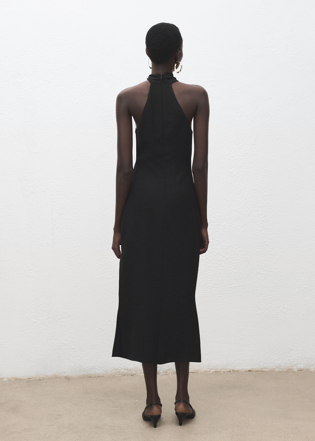 Mango Halter-neck dress with metal embellishment