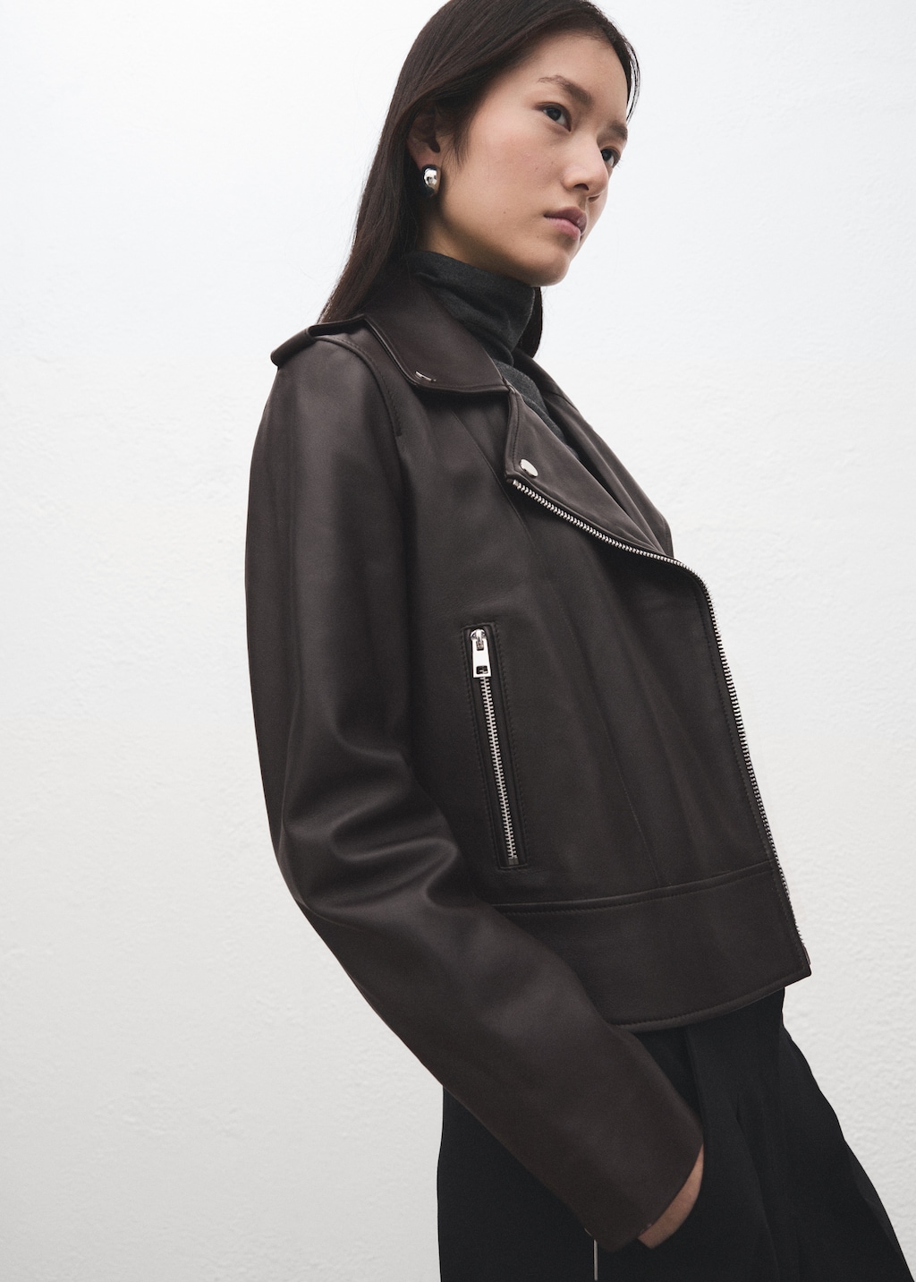 Leather biker jacket