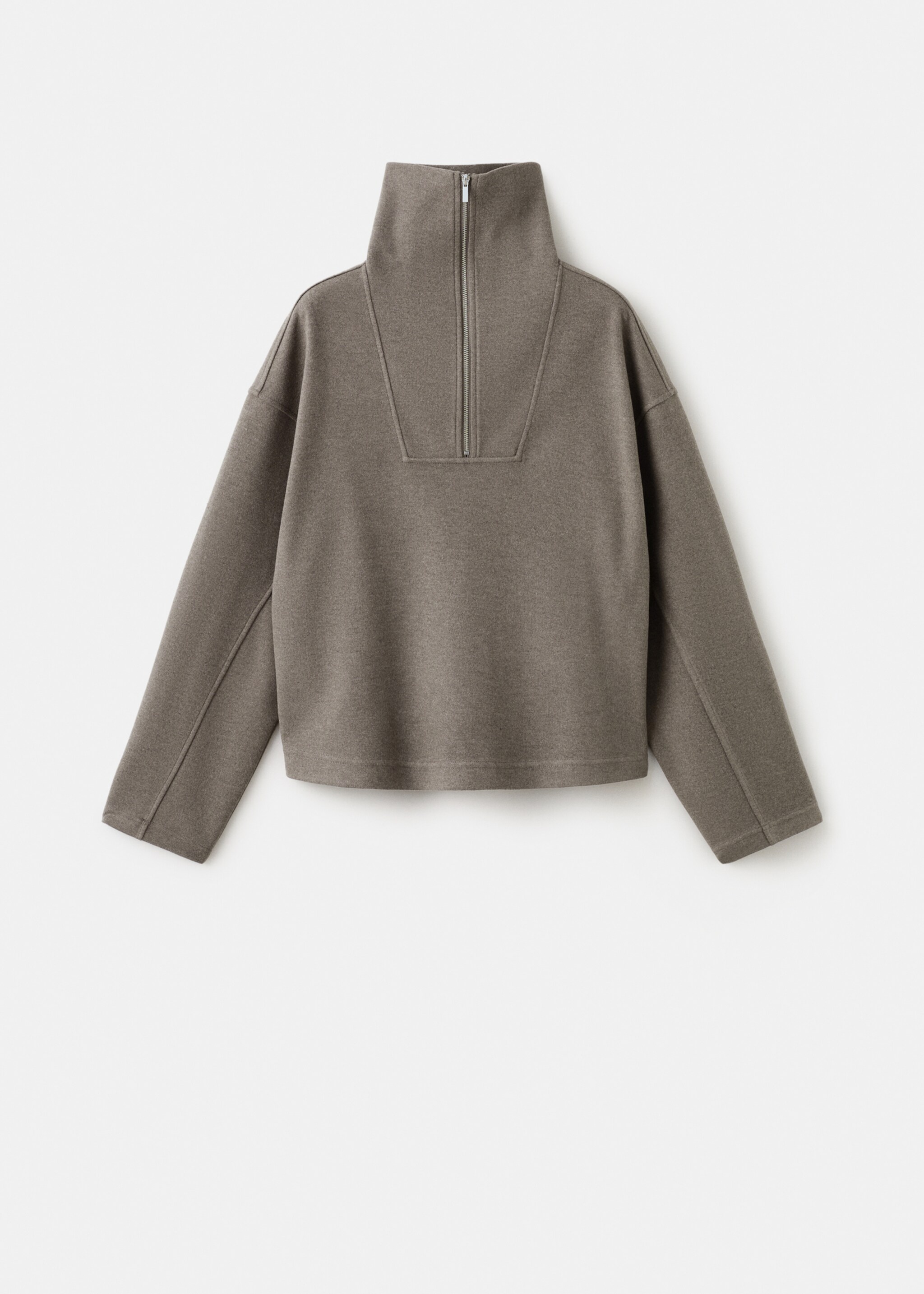 Turtleneck sweatshirt with zip - Article without model, Medium Brown. Ref: 27051287-00.