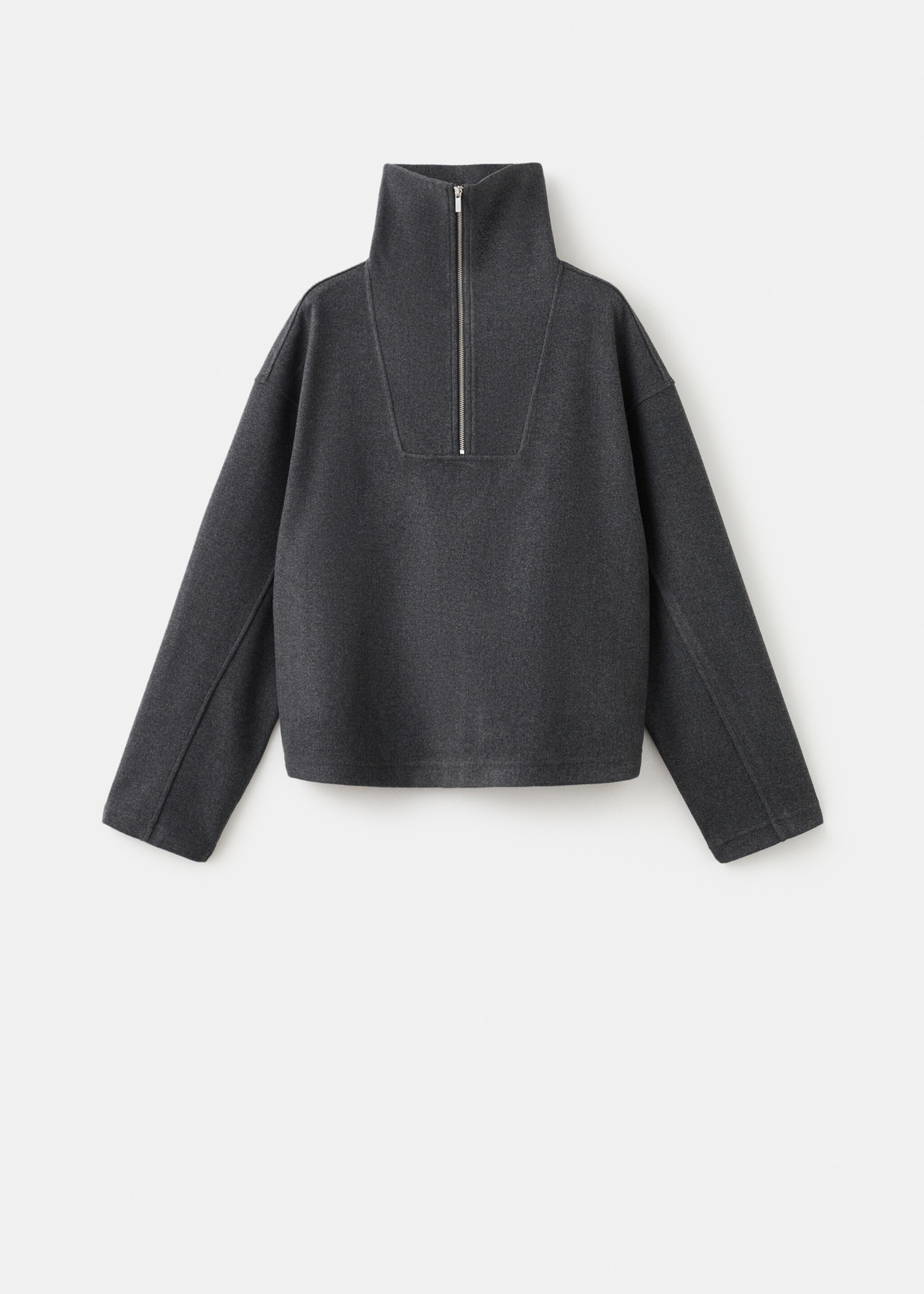 Turtleneck sweatshirt with zip - Article without model, Dark Heather Grey. Ref: 27051287-00.