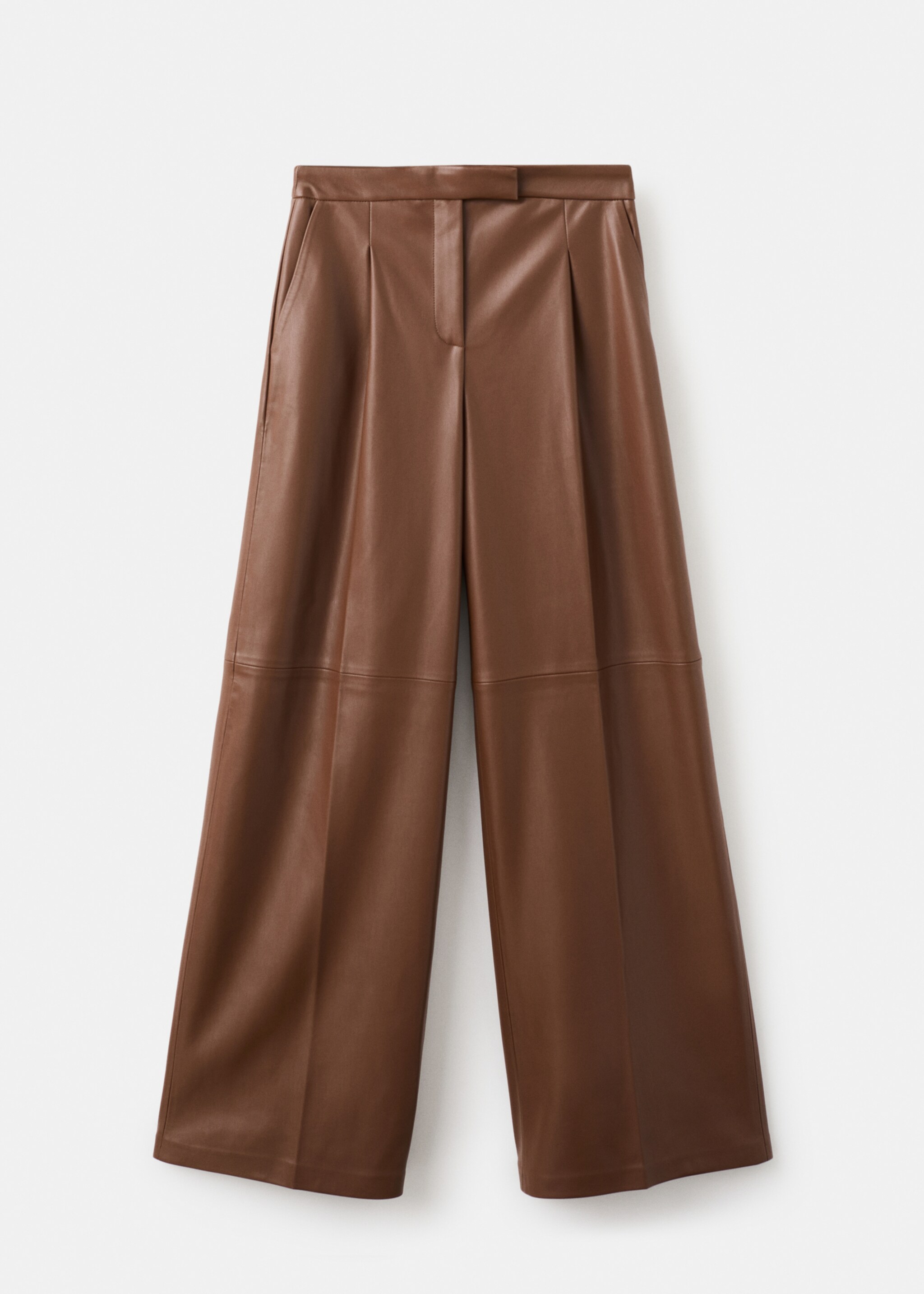 Wide-leg faux-leather trousers - Article without model, Medium Brown. Ref: 27051290-00.