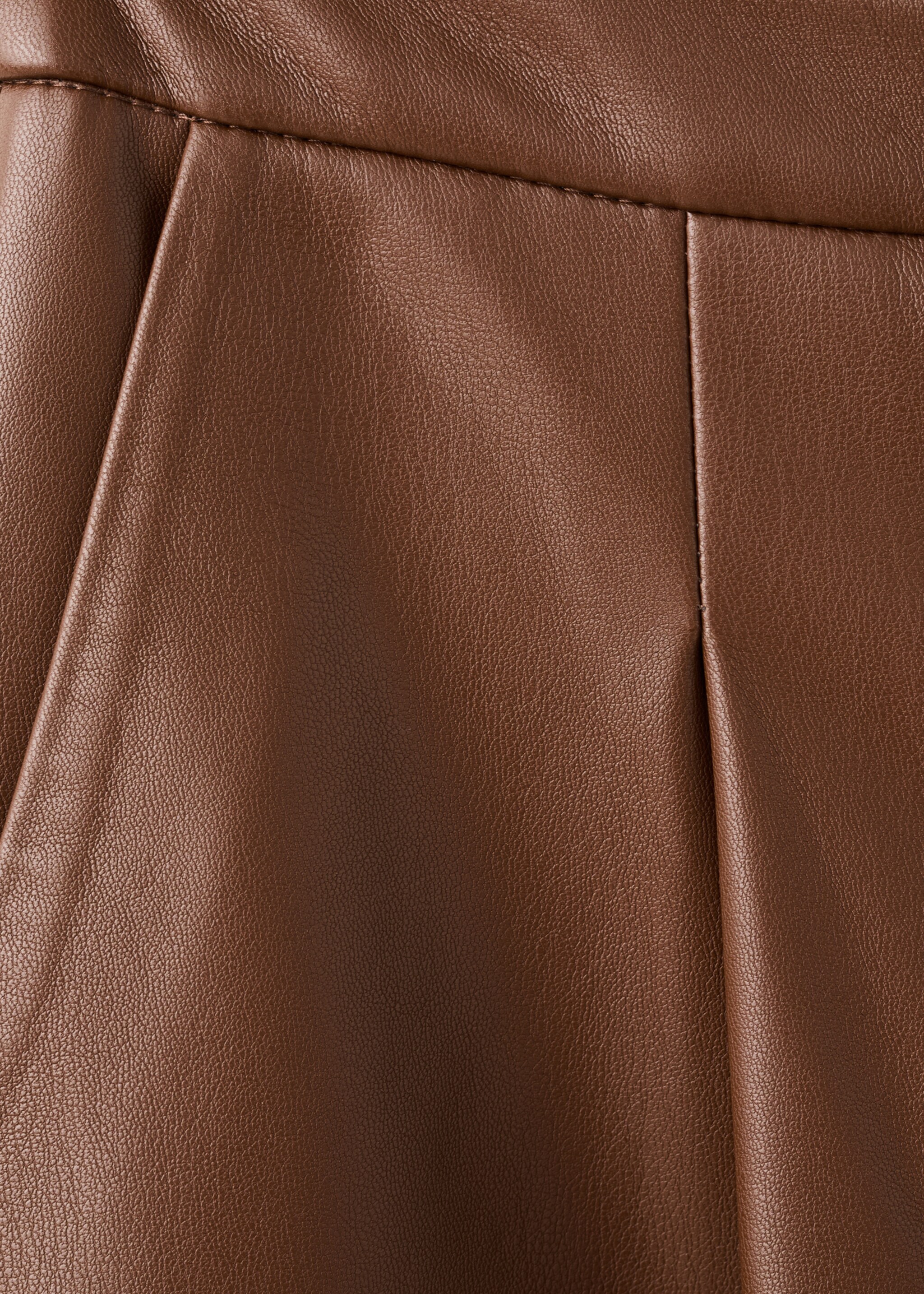 Wide-leg faux-leather trousers - Details of the article 0, Medium Brown. Ref: 27051290-00.