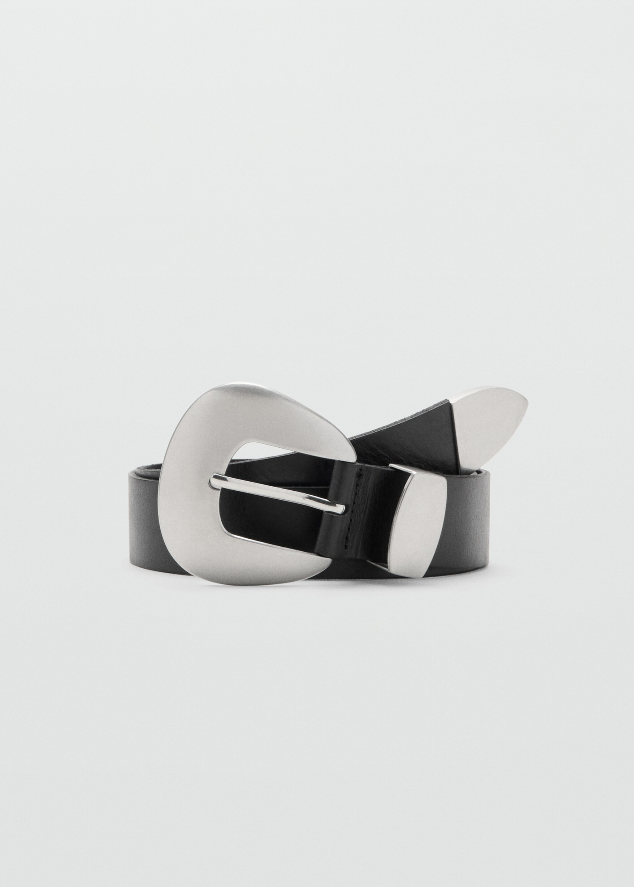 Leather belt with oval buckle - Article without model, Black. Ref: 27051291-00.