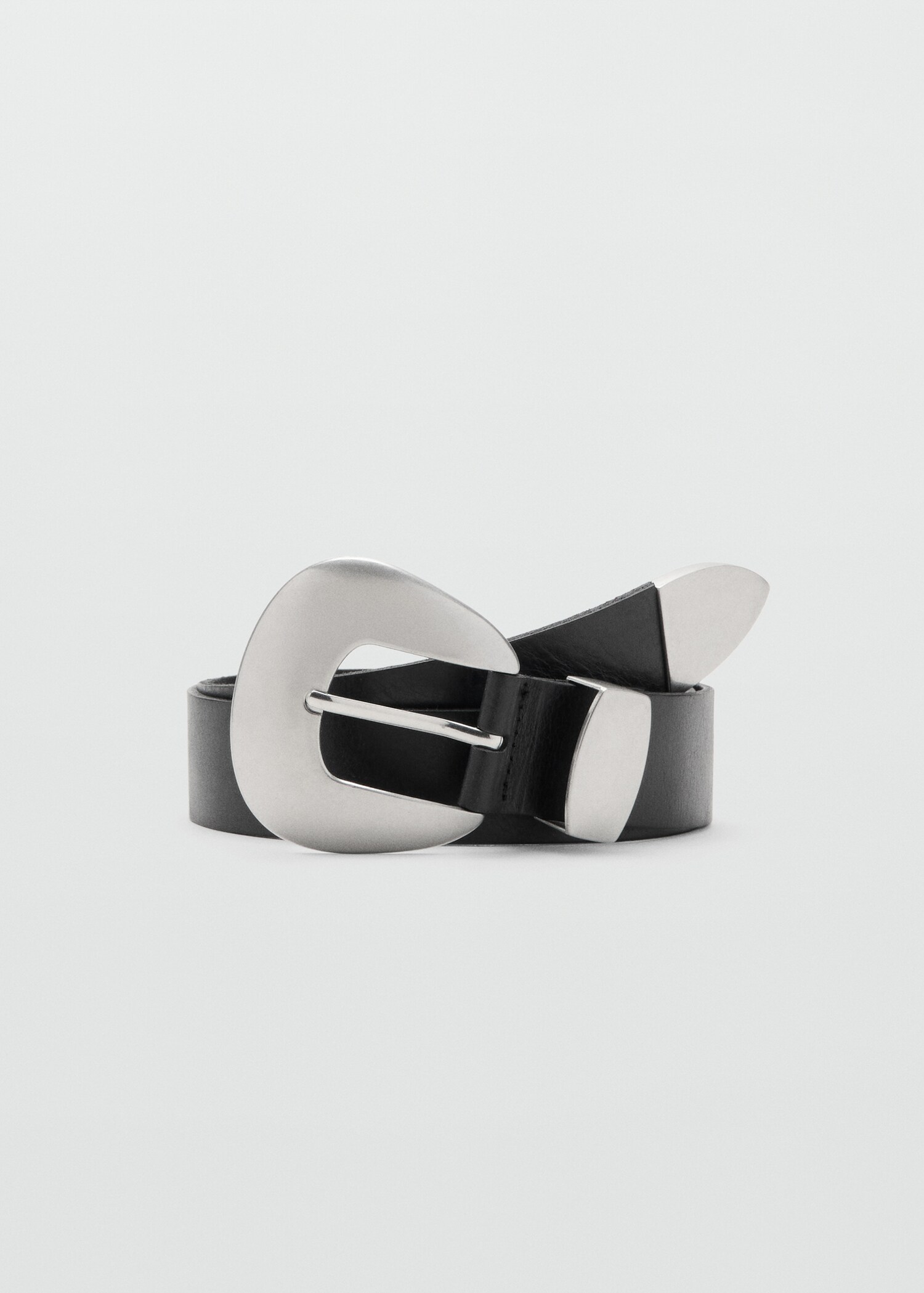 Leather belt with oval buckle - Article without model