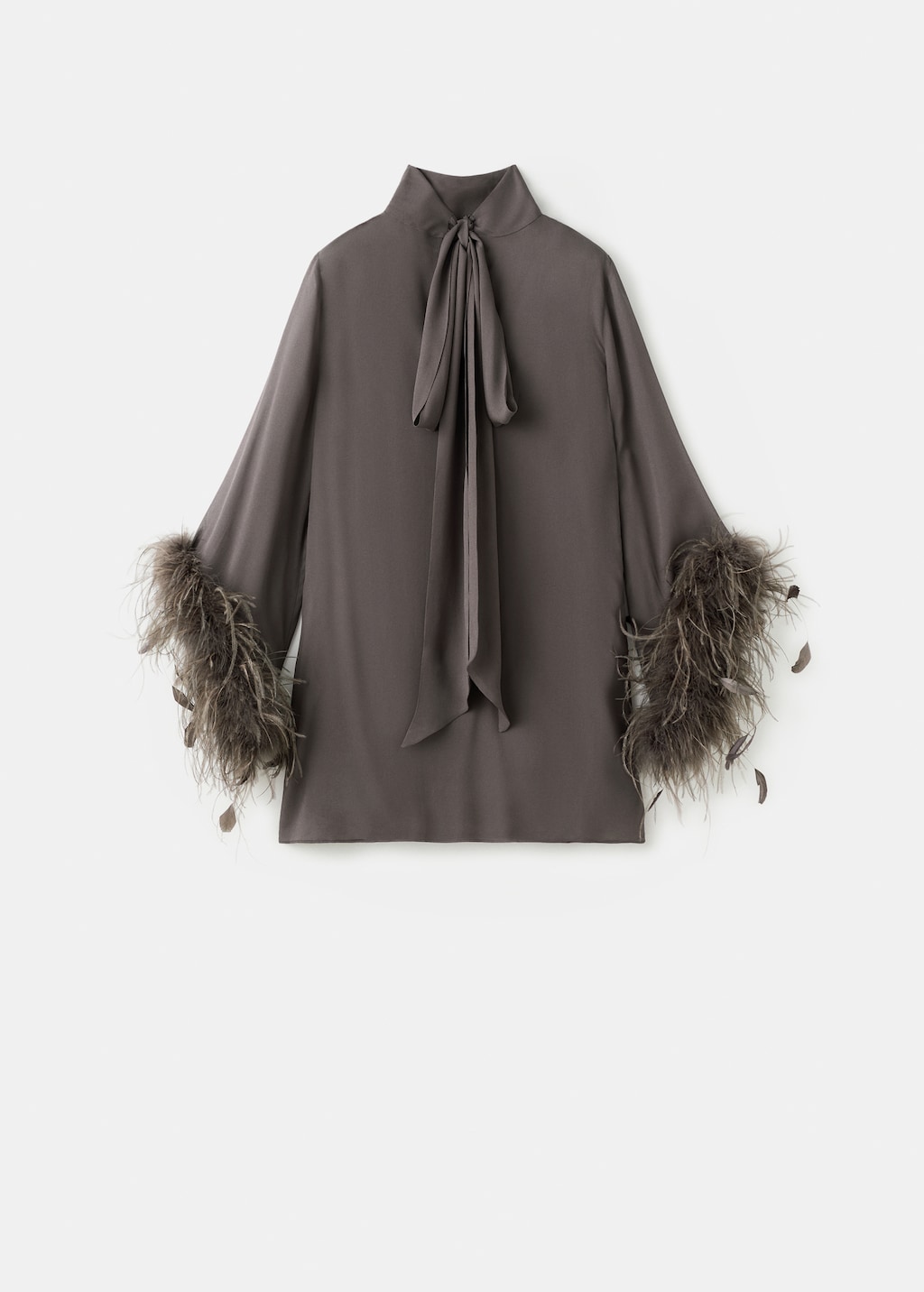 Feathered dress with bell sleeves - image 2