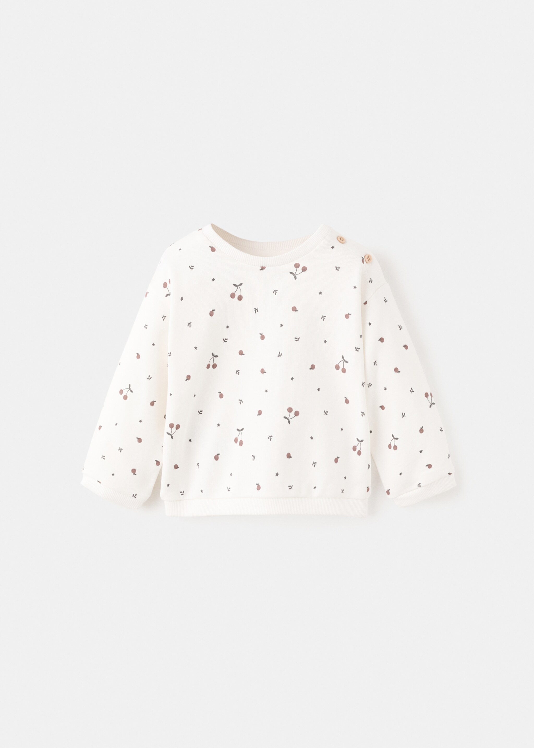 Gemustertes Baumwoll-Sweatshirt - Artikel ohne Model, Cremeweiß. Ref: 27051295-00.