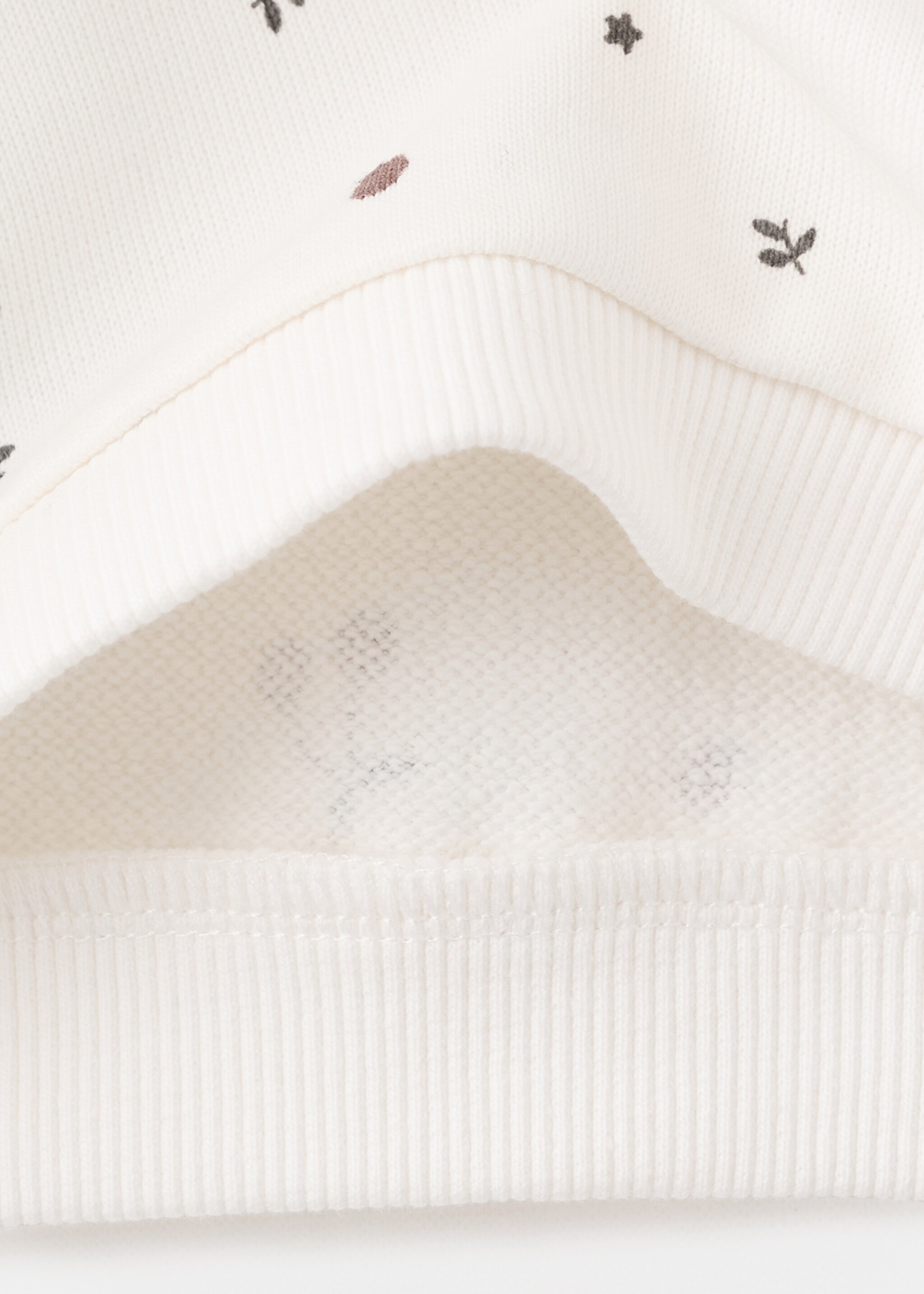 Gemustertes Baumwoll-Sweatshirt - Detail des Artikels 0, Cremeweiß. Ref: 27051295-00.