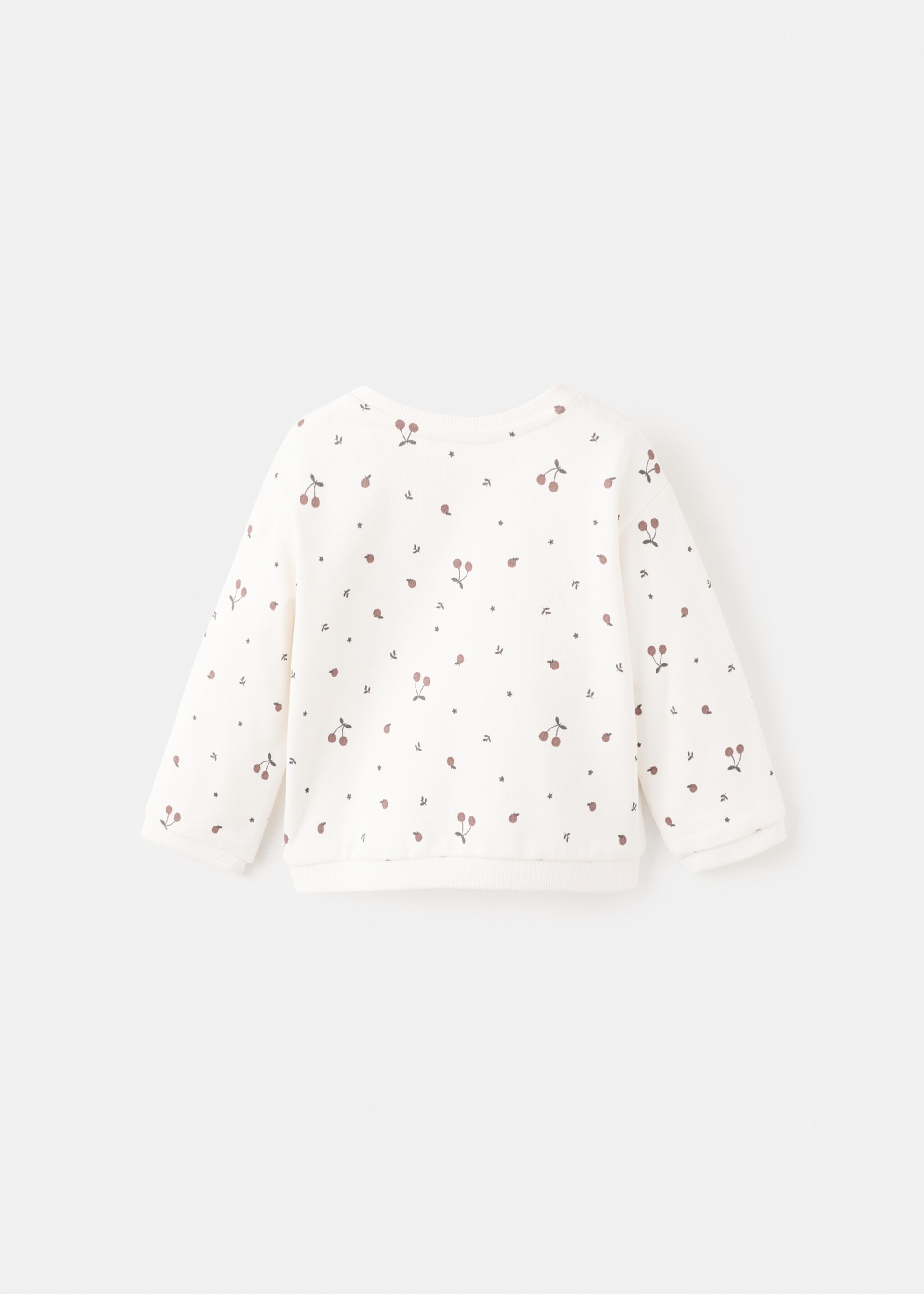 Gemustertes Baumwoll-Sweatshirt - Rückseite des Artikels, Cremeweiß. Ref: 27051295-00.