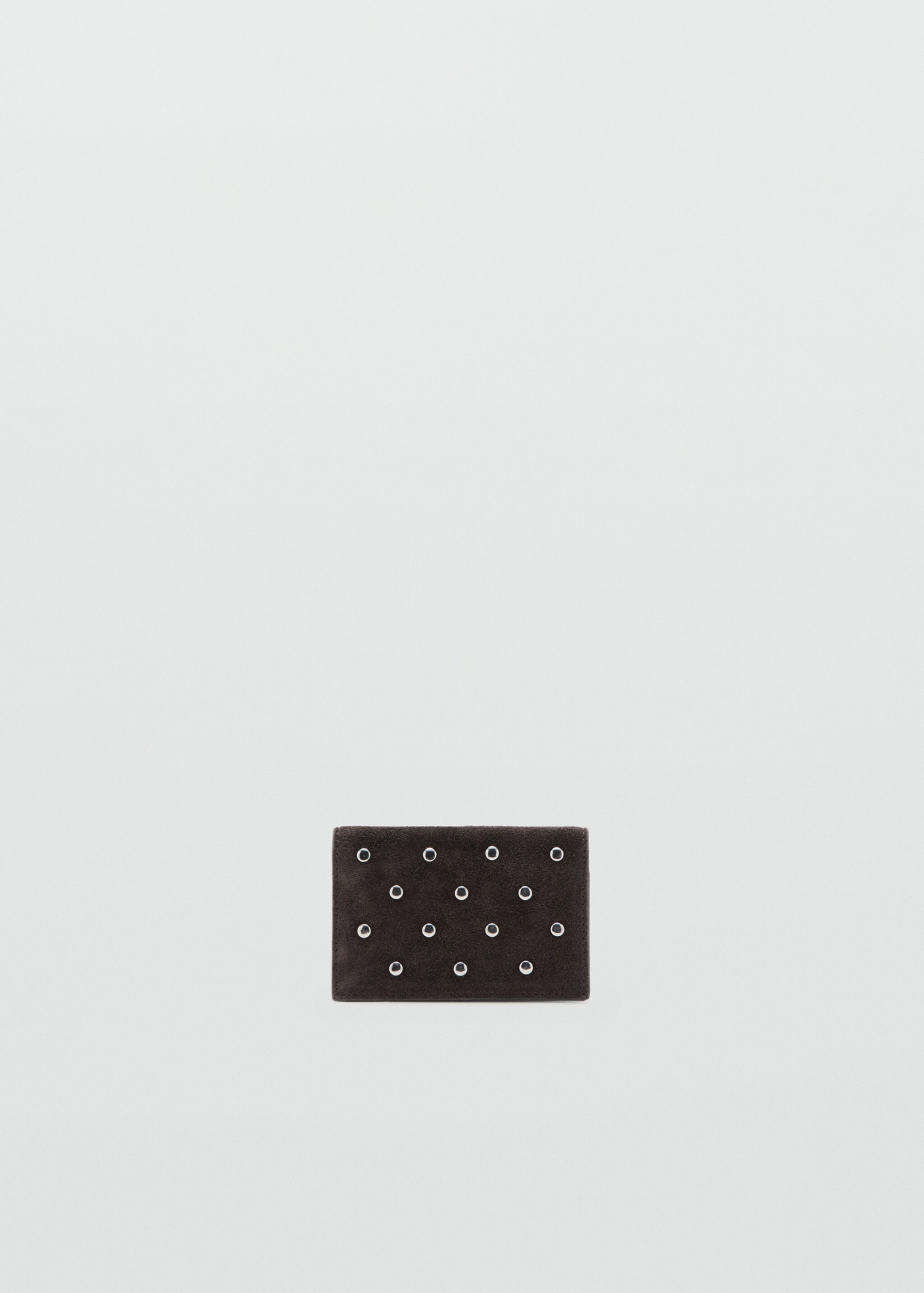 Suede cardholder with studs - Article without model, Chocolate. Ref: 27051299-00.