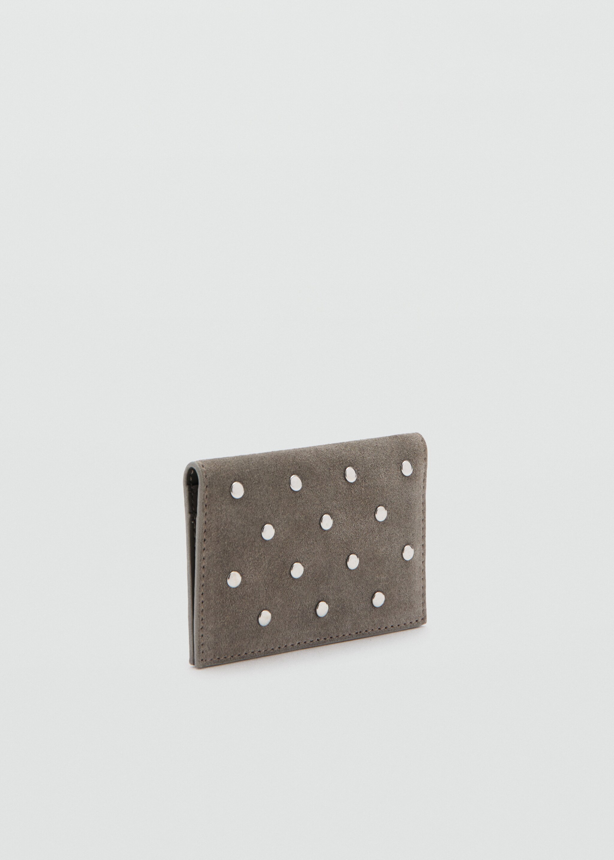 Suede cardholder with studs - Medium plane, Light/Pastel Brown. Ref: 27051299-00.