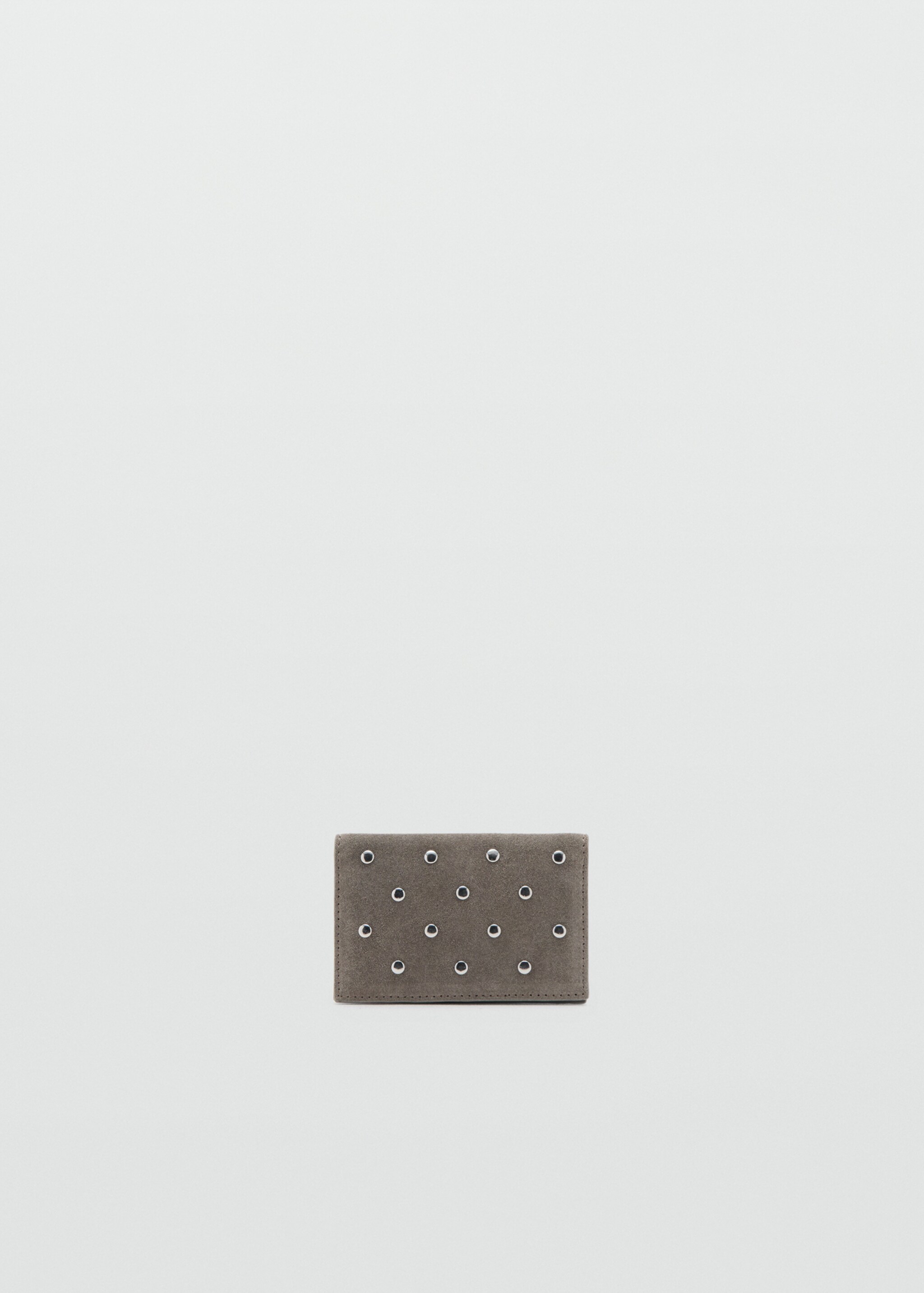 Suede cardholder with studs - Article without model, Light/Pastel Brown. Ref: 27051299-00.