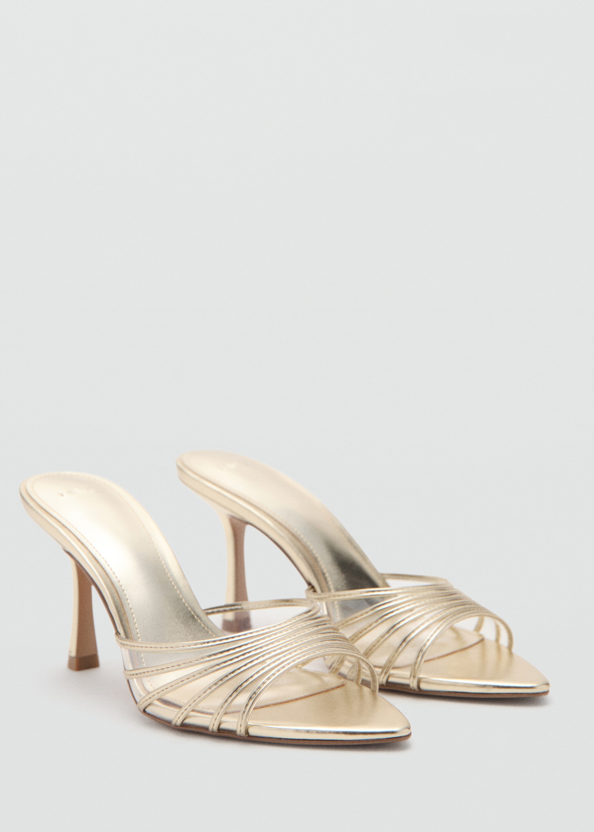 Metallic heeled sandals with straps - Medium plane, Gold. Ref: 27051301-00.