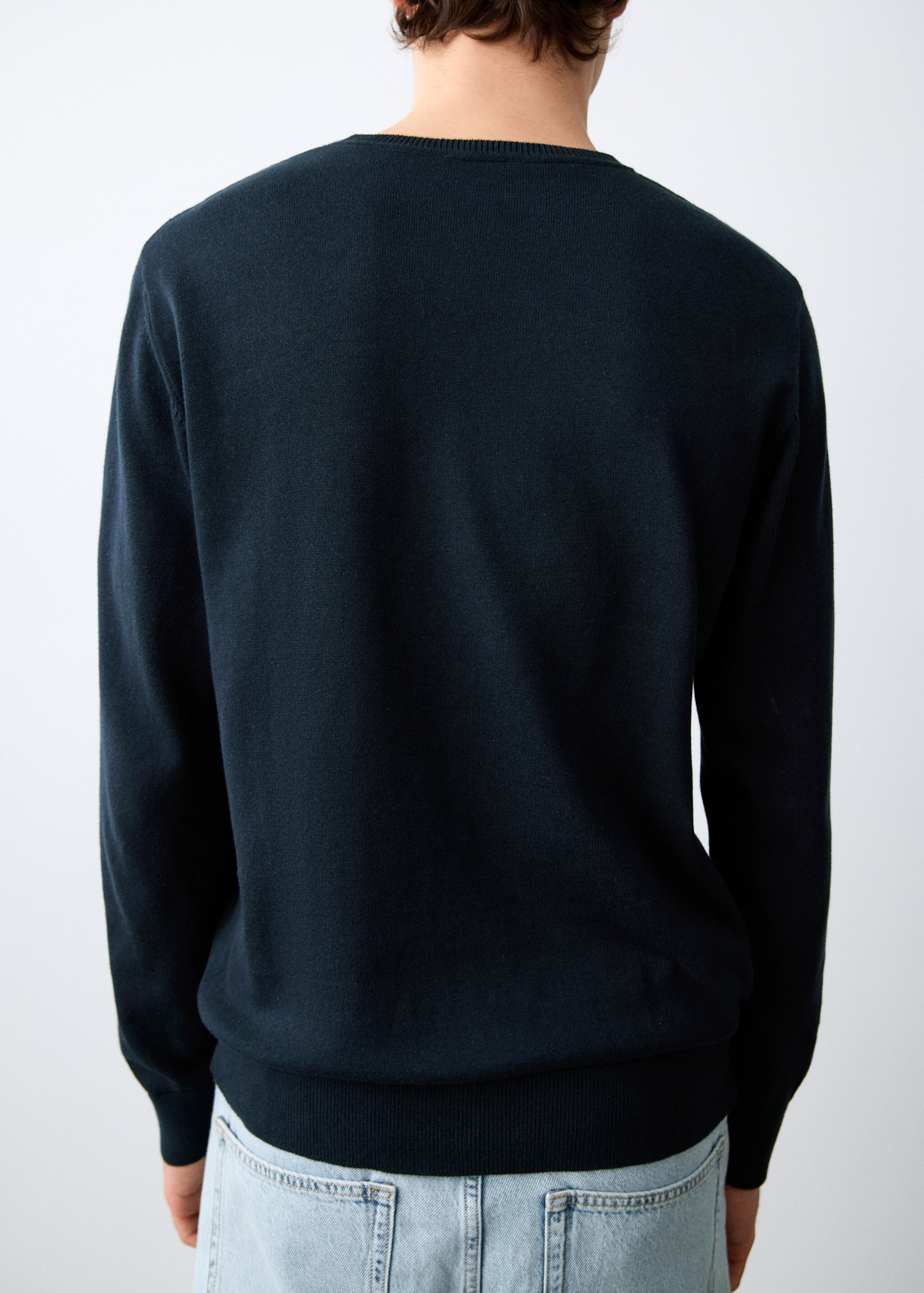 Knitted cotton sweater - Reverse of the article, Navy. Ref: 27051311-00.