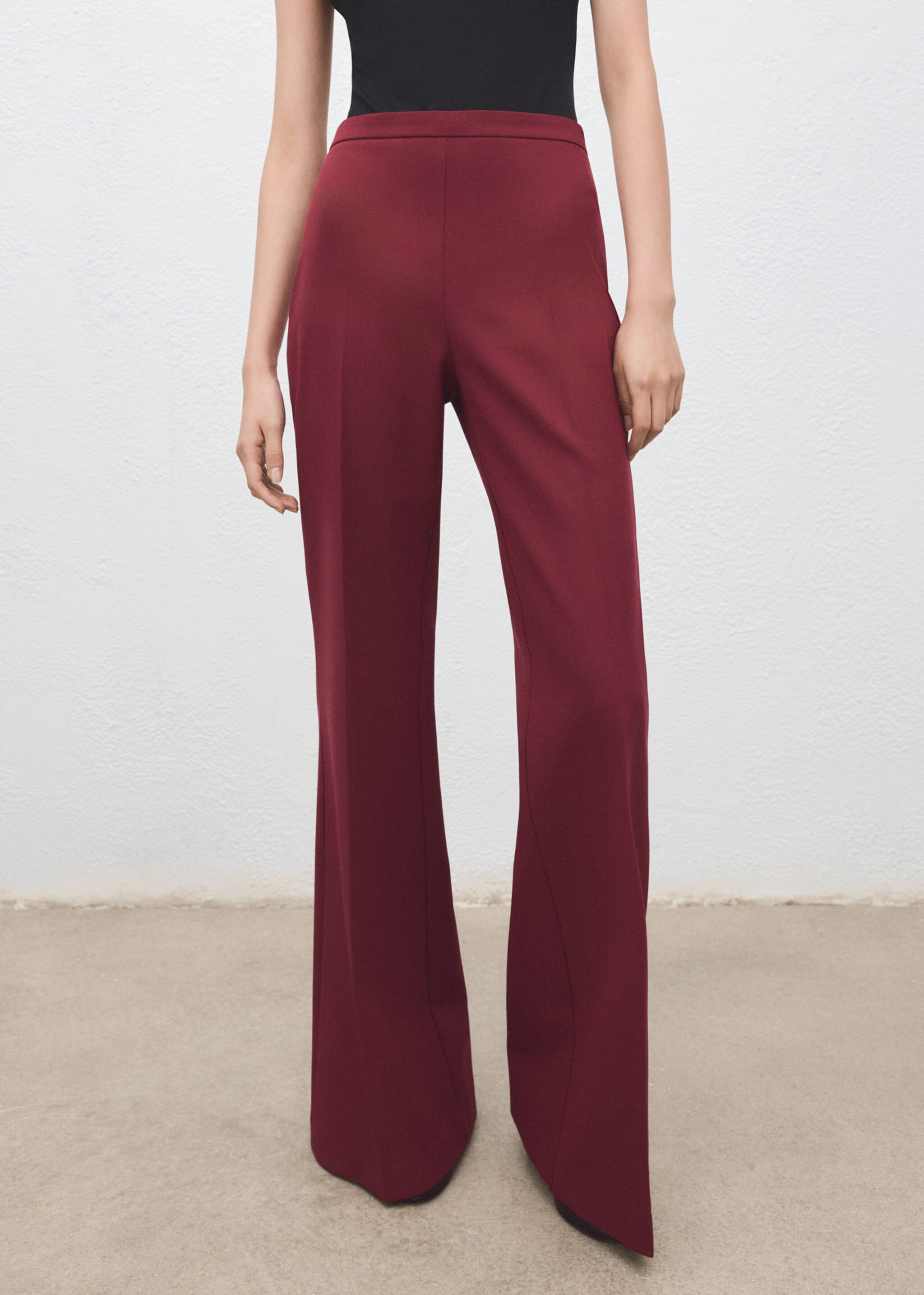 Wide leg suit trousers - Medium plane, Wine. Ref: 27051312-00.