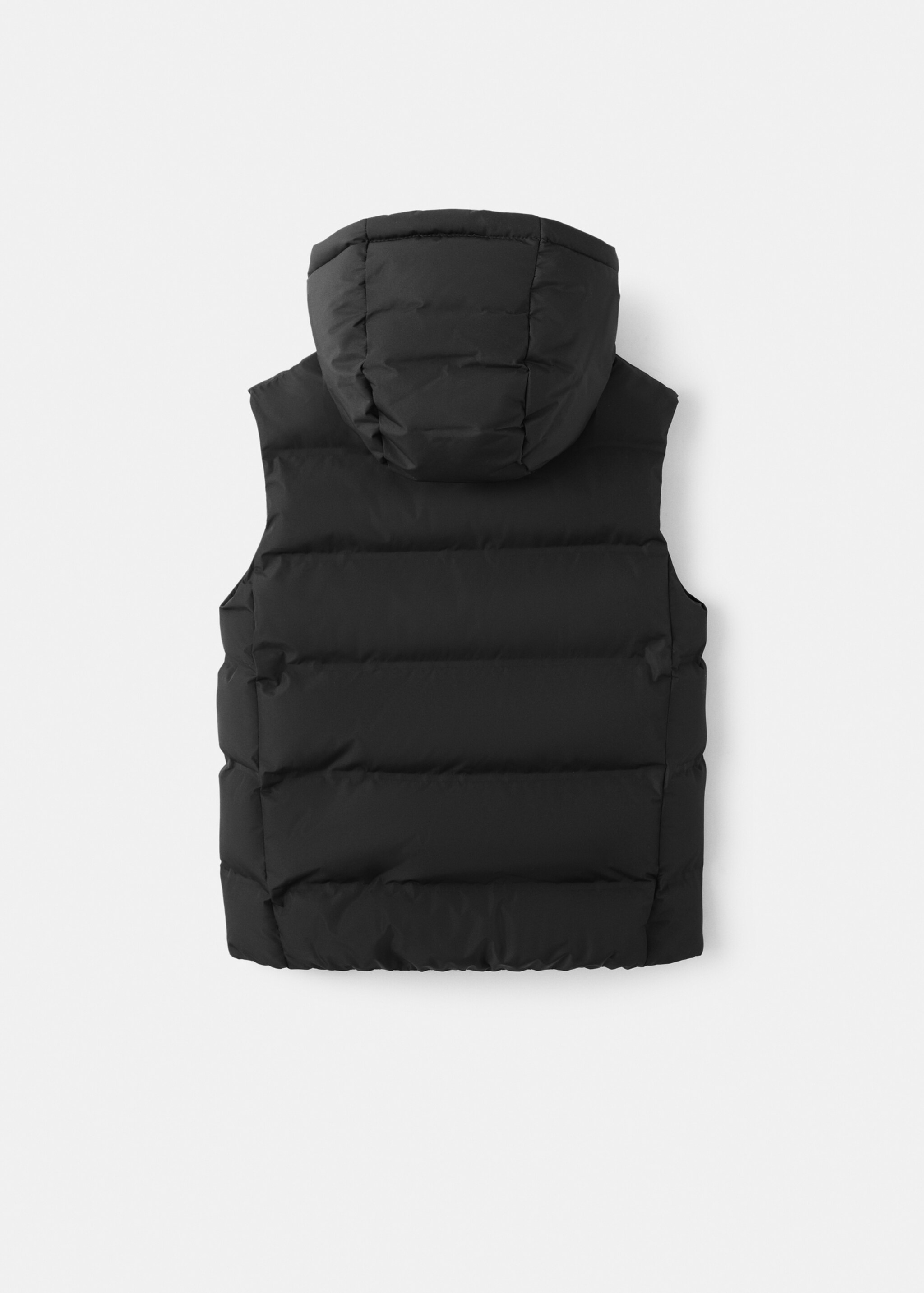 Quilted gilet with hood - Reverse of the article, Black. Ref: 27051313-00.