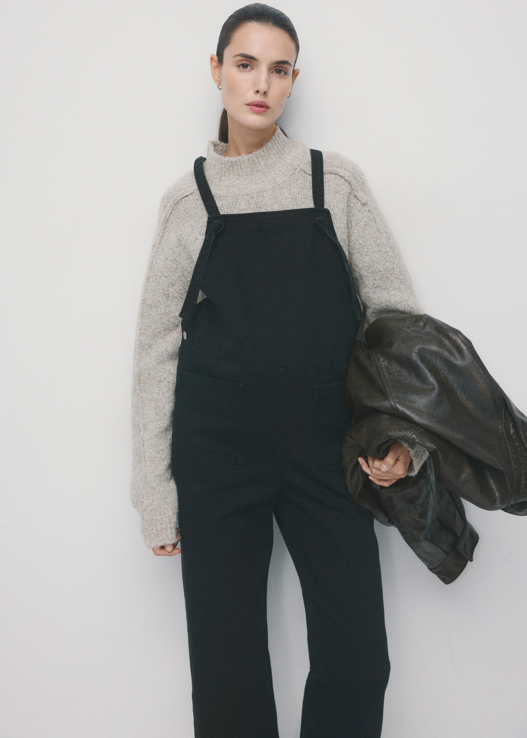 Maternity denim dungarees - Medium plane, Black denim. Ref: 27051319-00.
