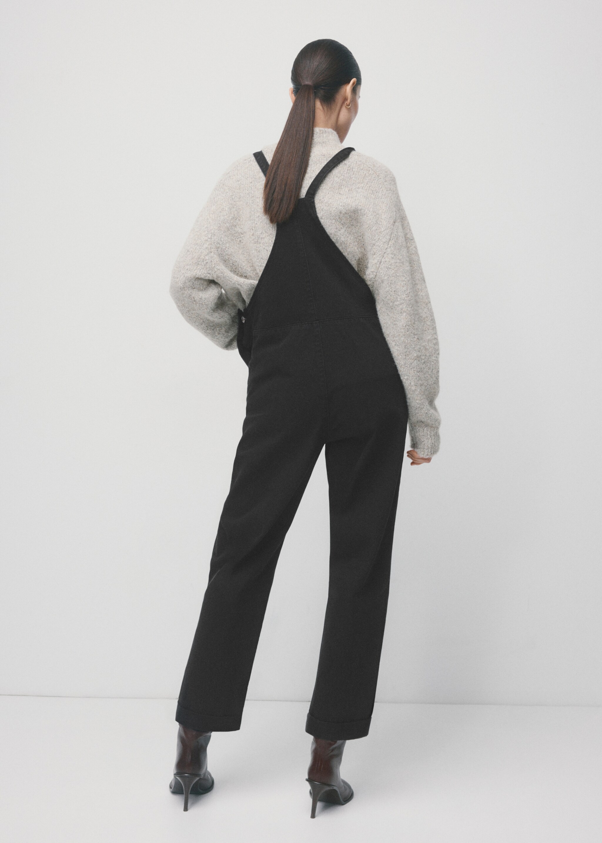 Maternity denim dungarees - Reverse of the article, Black denim. Ref: 27051319-00.