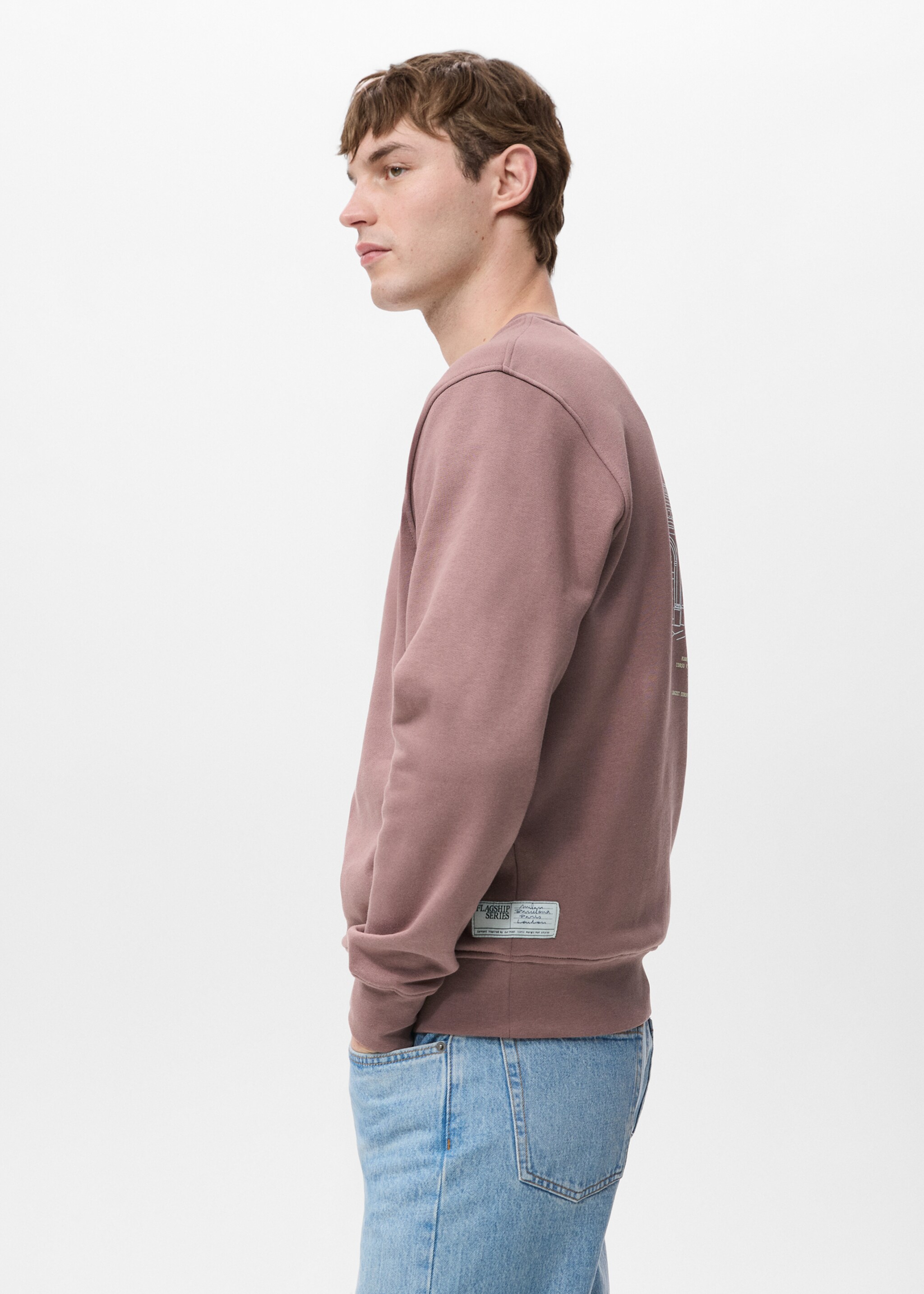 Printed cotton sweatshirt - Details of the article 2, Pale Pink. Ref: 27051325-00.
