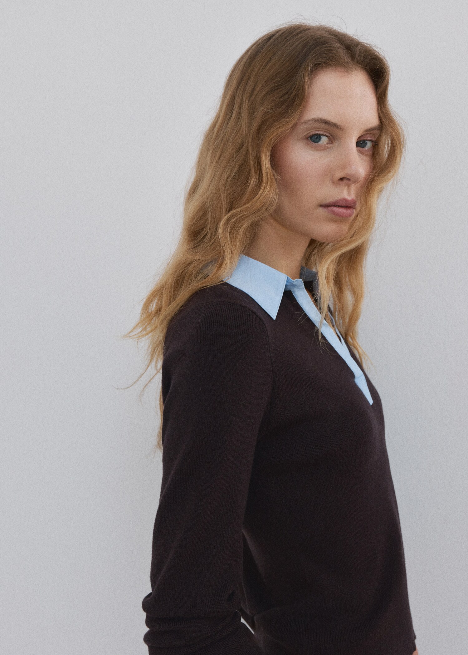 Pull-over col chemise combiné - Détail de l'article 1