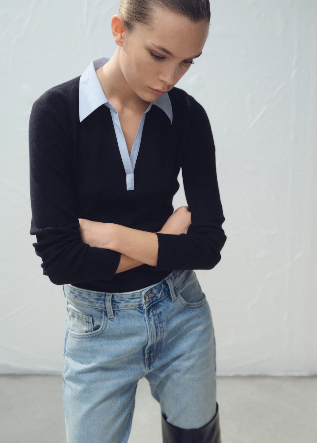 Mango Combined shirt-collar sweater