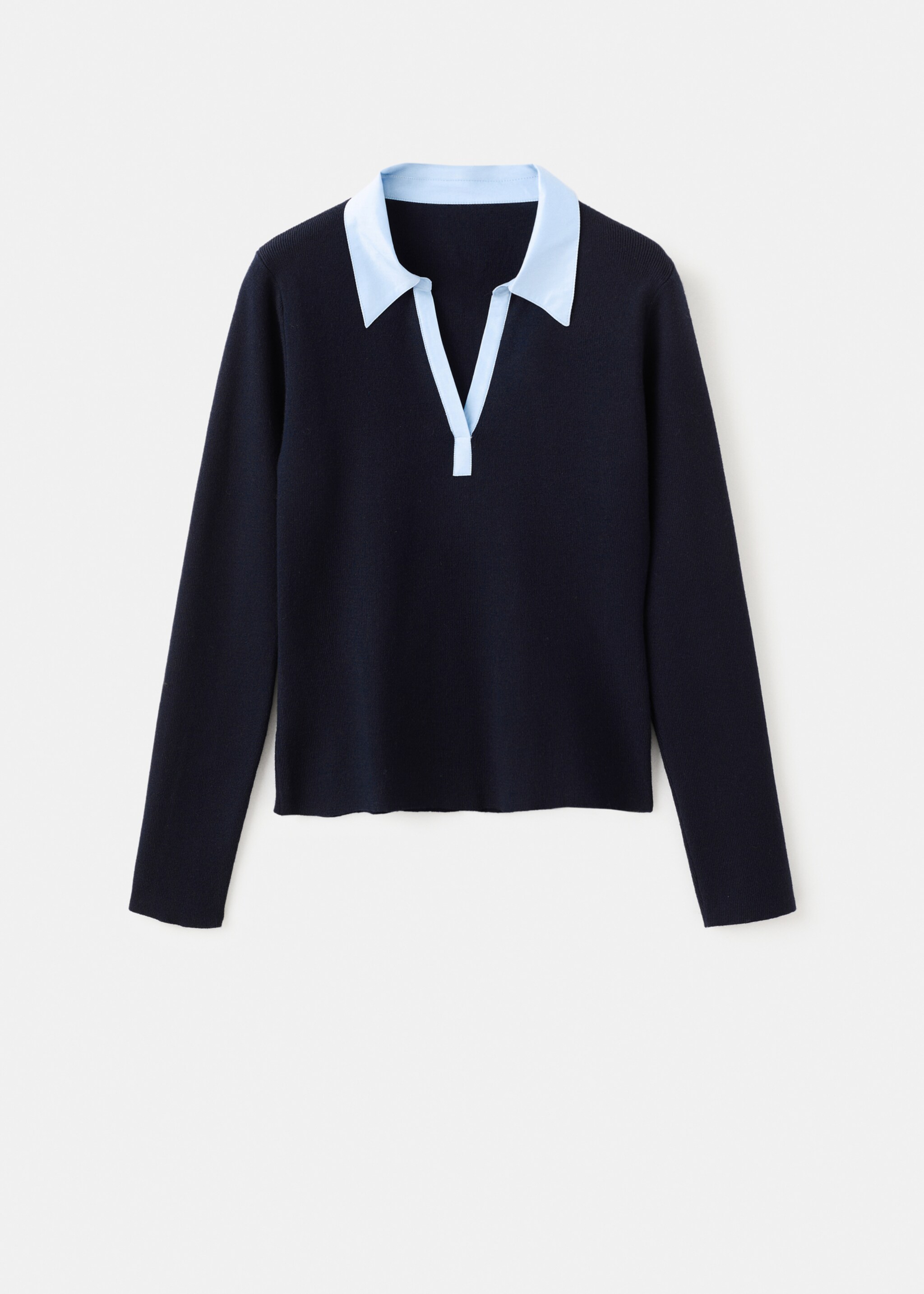 Combined shirt-collar sweater - Article without model, Navy. Ref: 27051330-00.