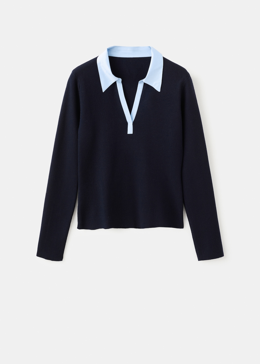 Combined shirt-collar sweater