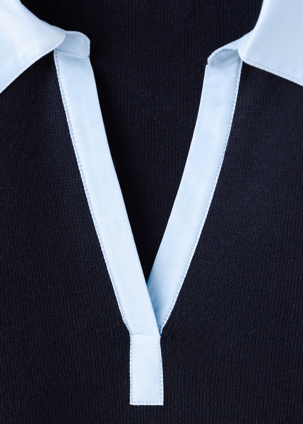 Combined shirt-collar sweater