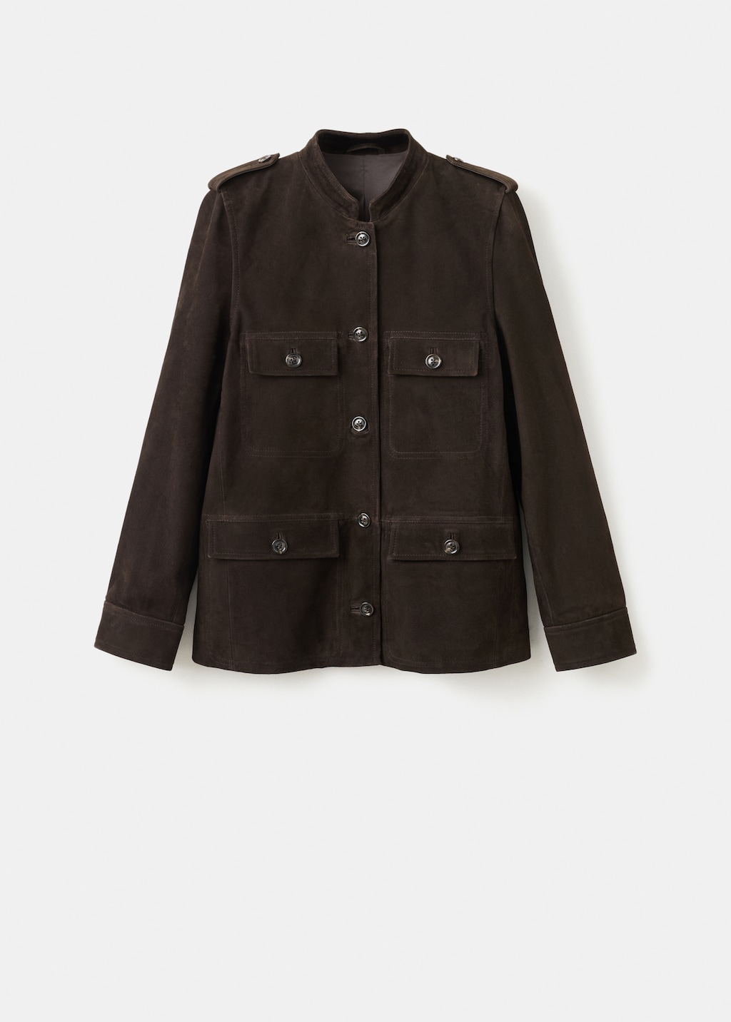 Suede jacket with band collar