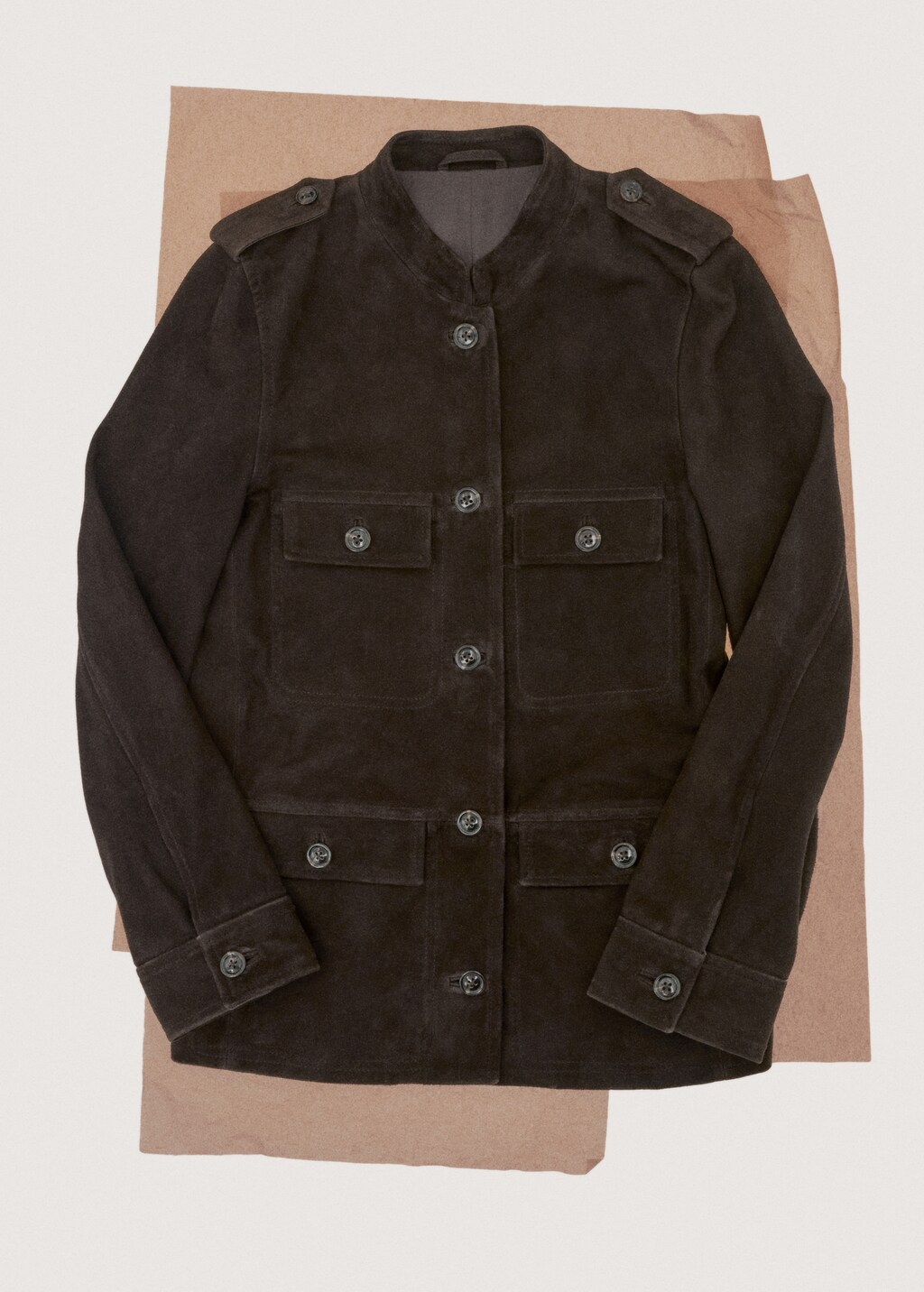 Mango Suede jacket with band collar
