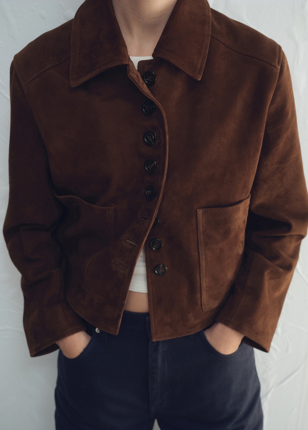 Mango Suede jacket with buttons