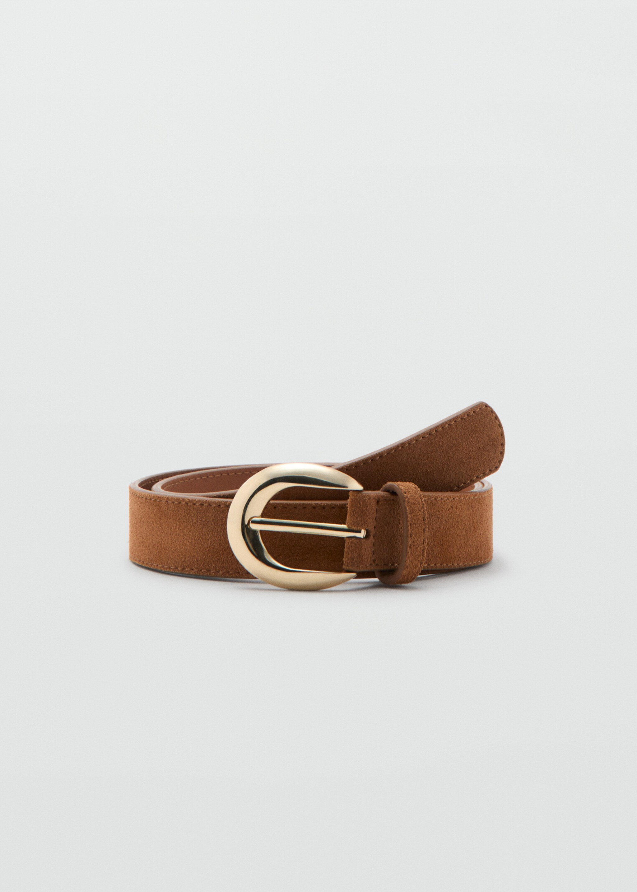Leather belt with oval buckle - Article without model, Brown. Ref: 27051334-00.