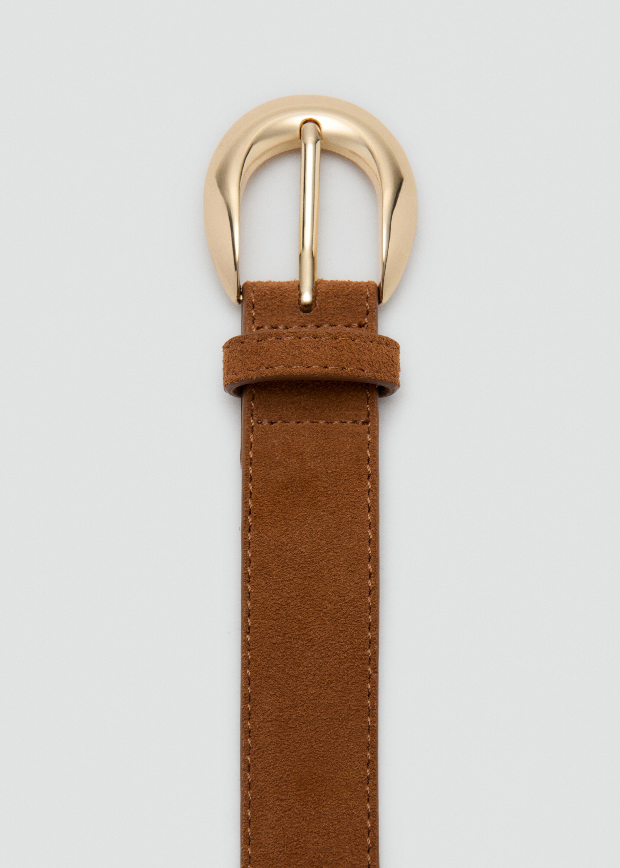 Leather belt with oval buckle - Details of the article 1, Brown. Ref: 27051334-00.