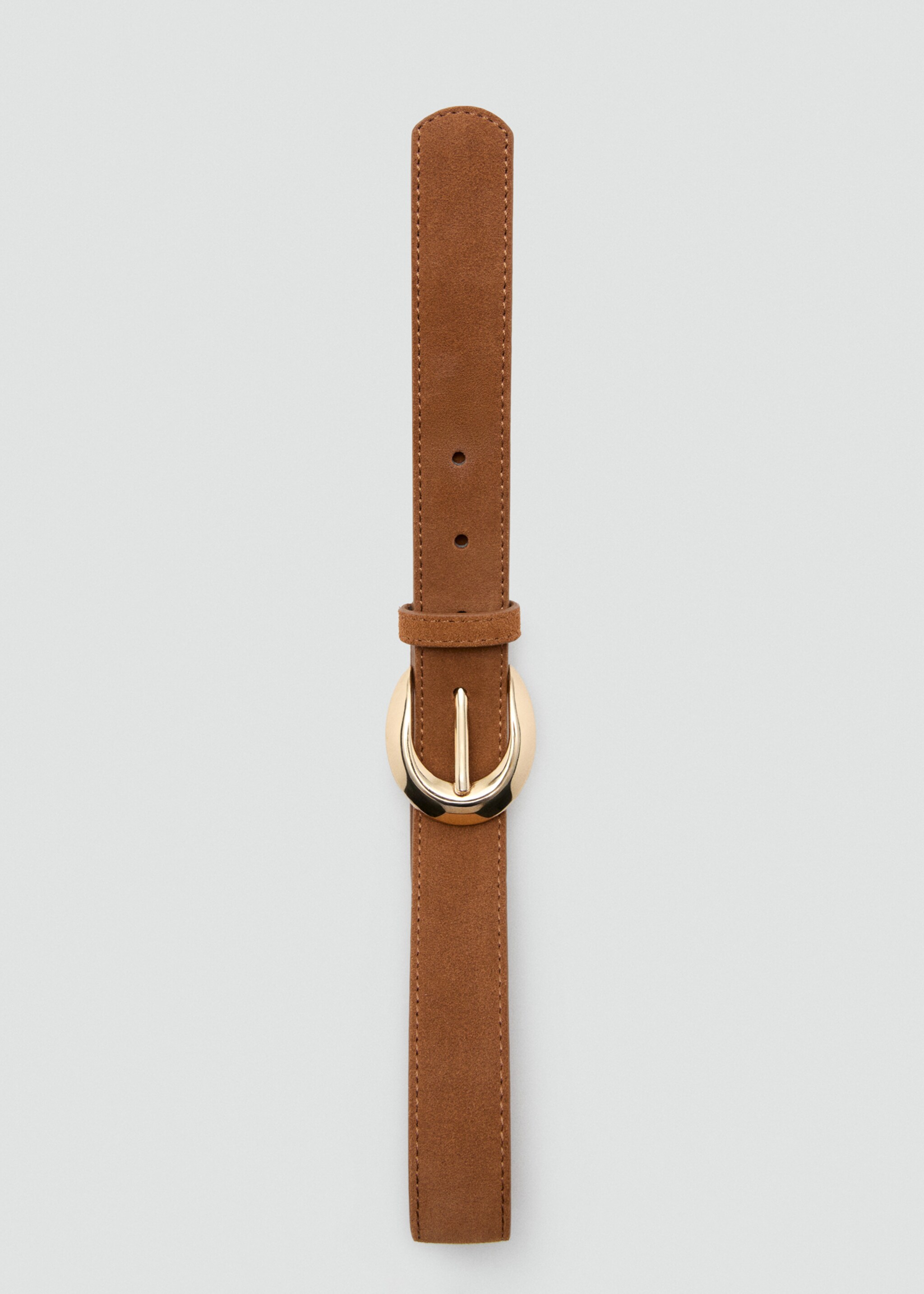 Leather belt with oval buckle - Details of the article 2, Brown. Ref: 27051334-00.