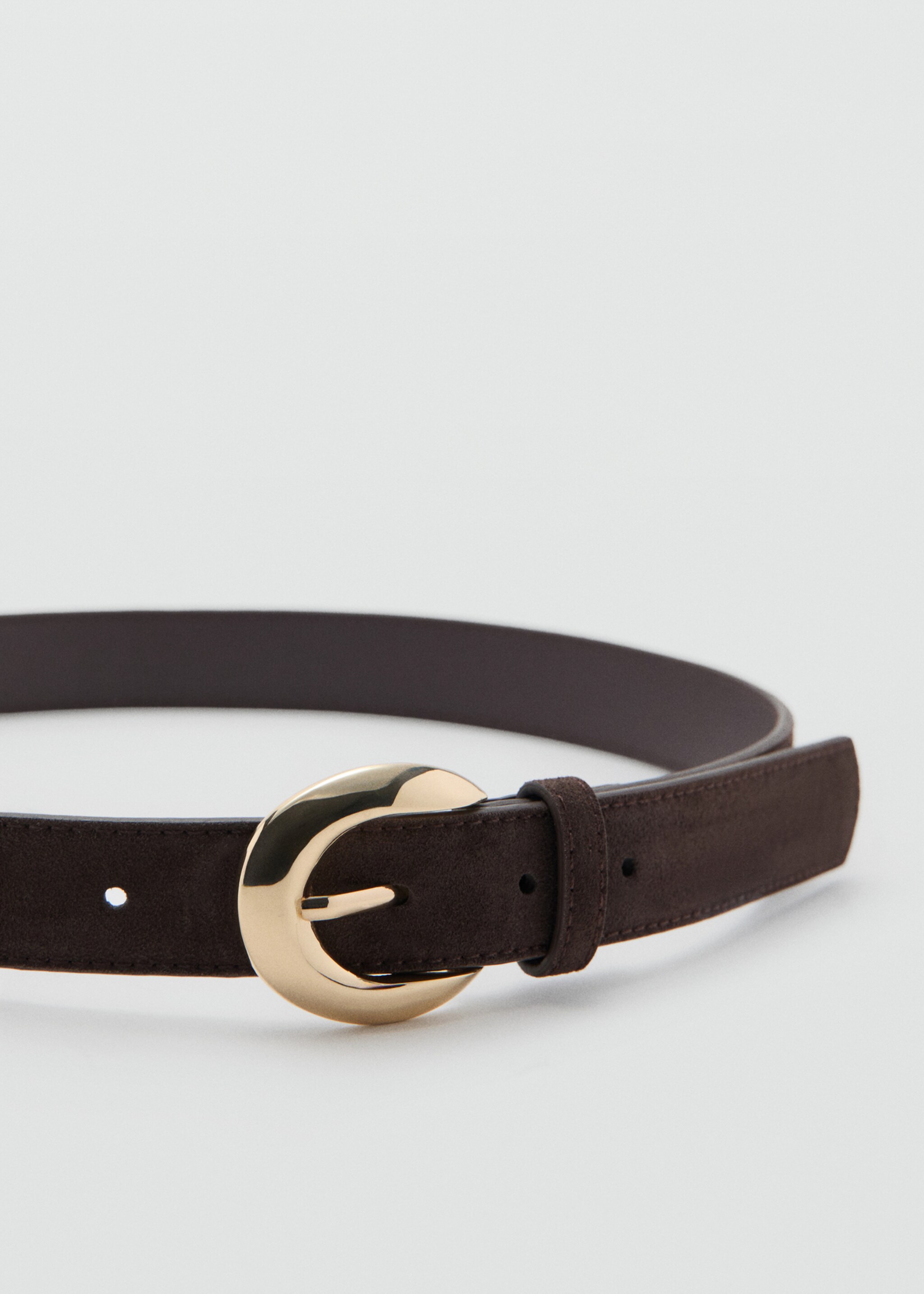 Leather belt with oval buckle - Medium plane, Chocolate. Ref: 27051334-00.