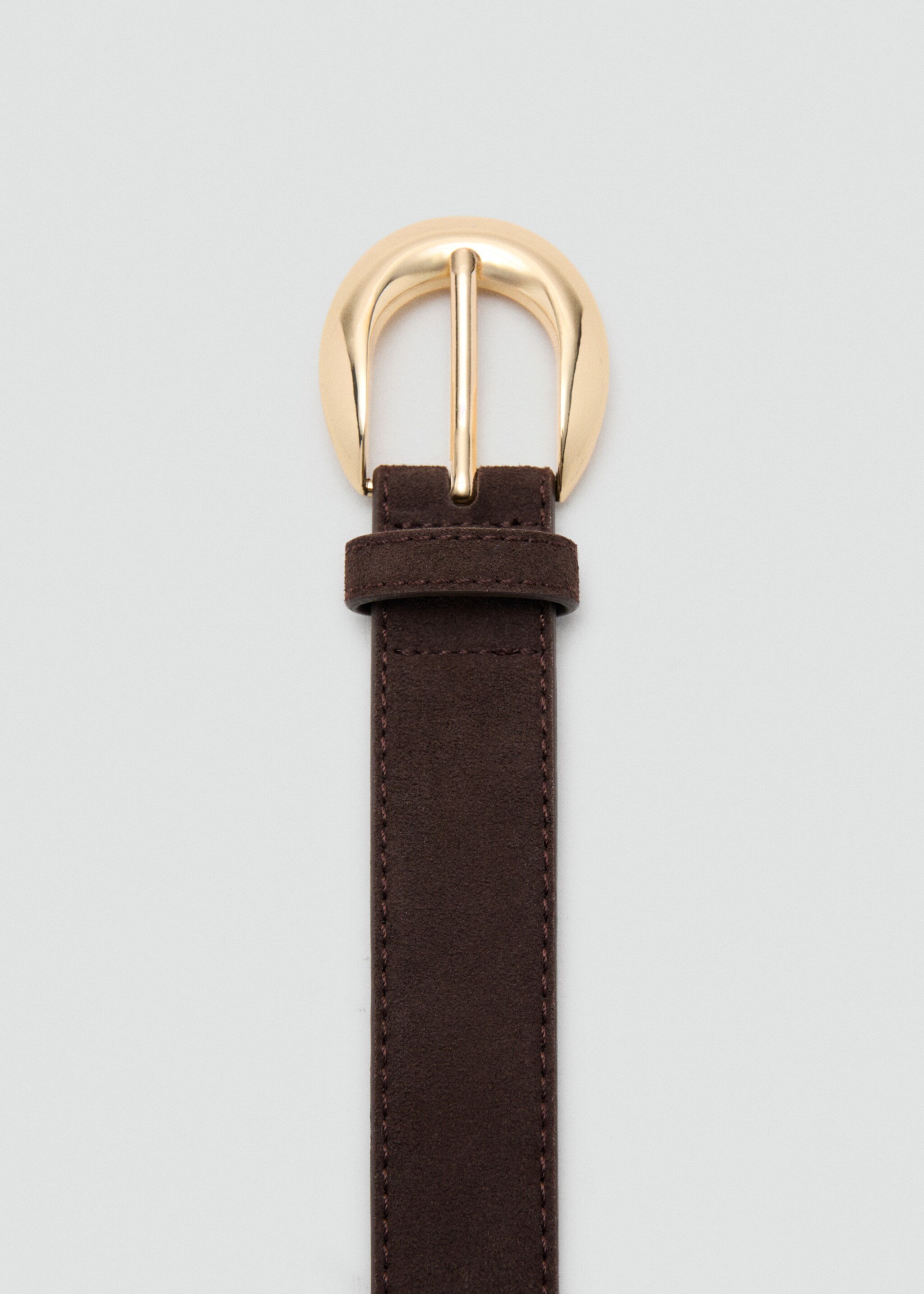Leather belt with oval buckle - Details of the article 1, Chocolate. Ref: 27051334-00.
