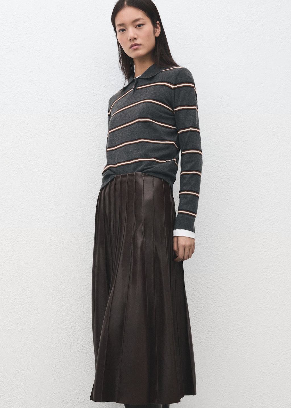 Striped polo-neck sweater