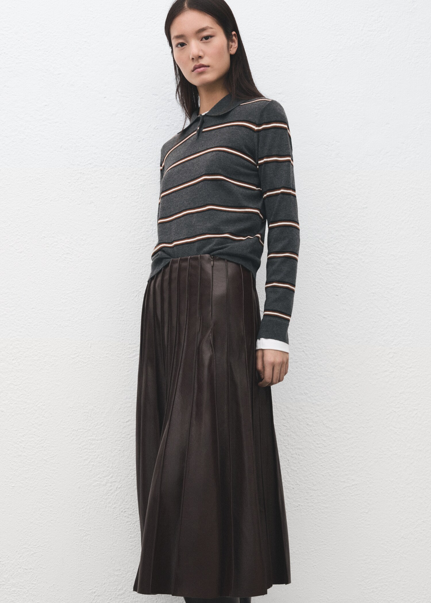 Striped polo-neck sweater - Medium plane