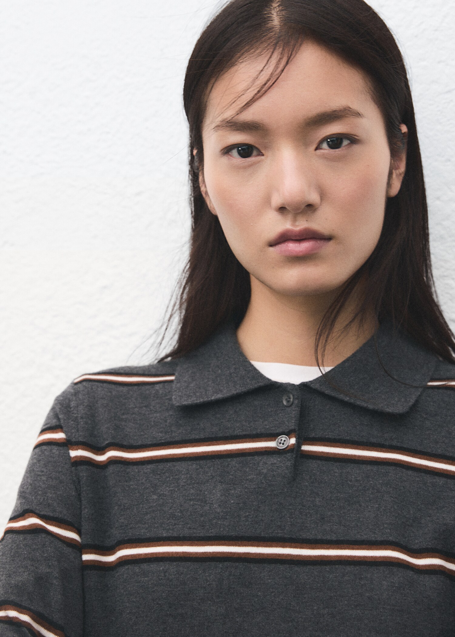 Striped polo-neck sweater - Details of the article 1