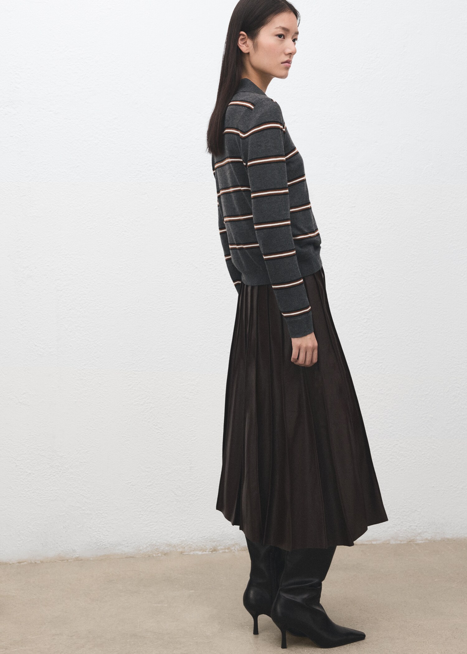 Striped polo-neck sweater - Reverse of the article