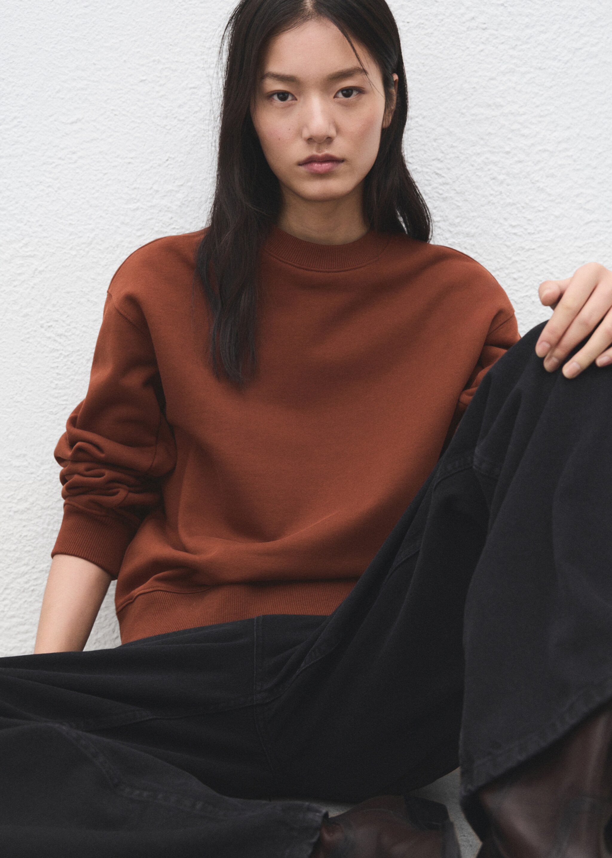 Plain cotton sweatshirt - Medium plane, Russet. Ref: 27051338-00.