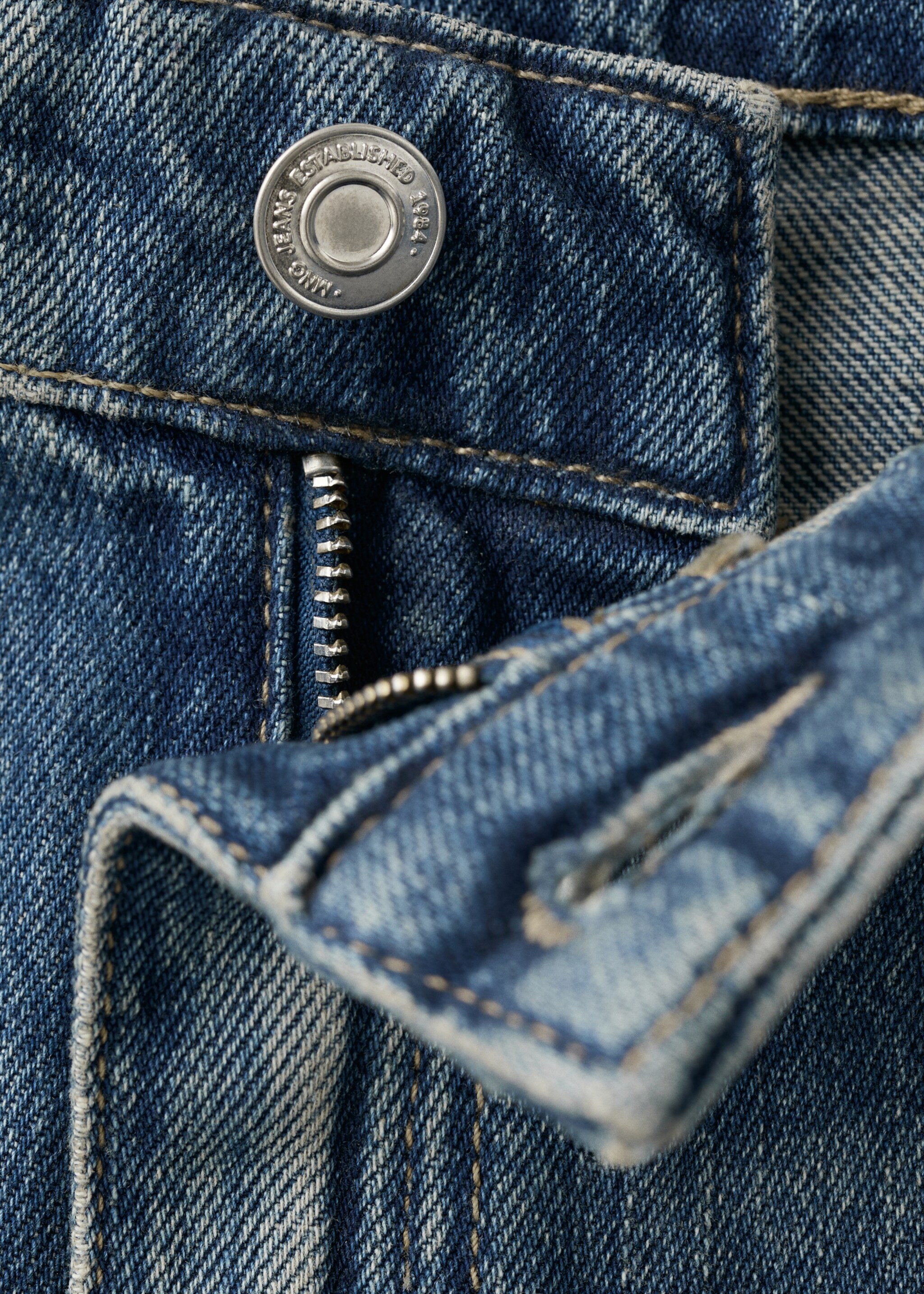 High-waisted wide-leg jeans - Details of the article 0, Dark Blue. Ref: 27051343-00.