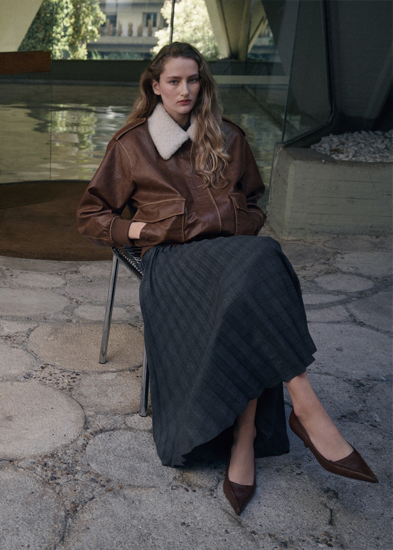 Checked pleated skirt - Medium plane