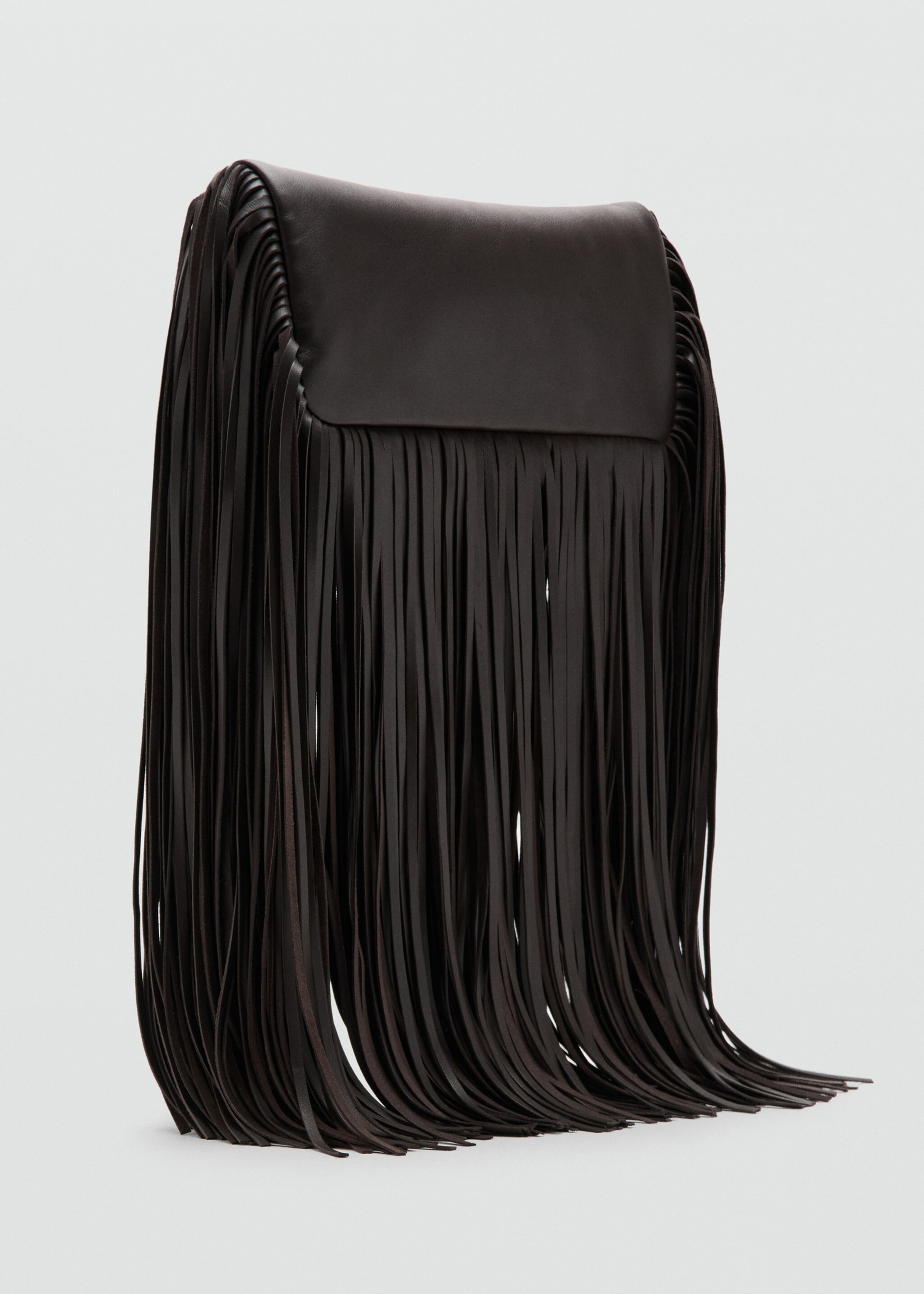 Leather handbag with fringes - Medium plane, Chocolate. Ref: 27051512-00.