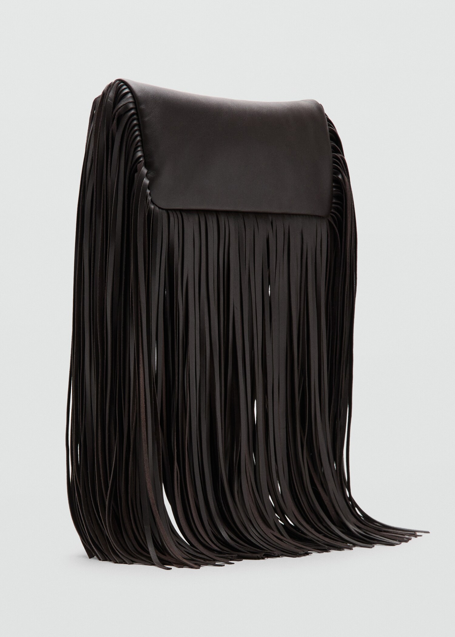 Leather handbag with fringes - Medium plane