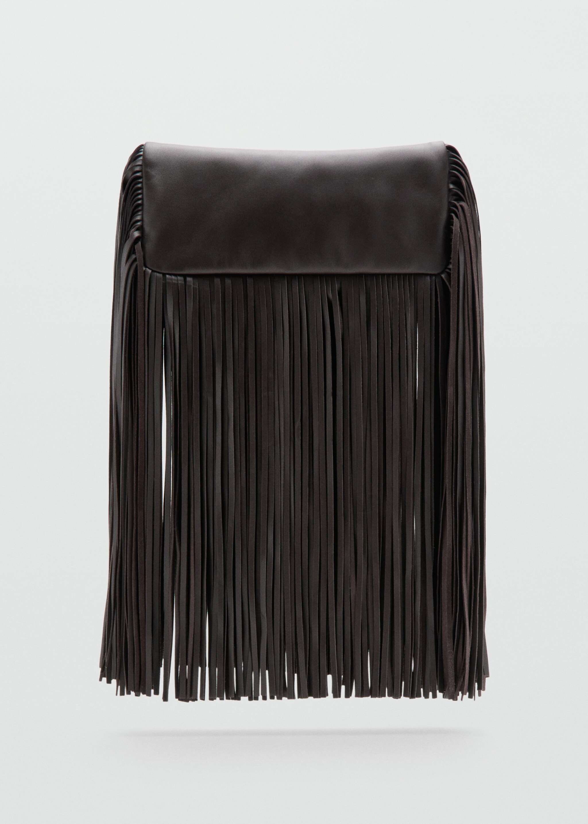 Leather handbag with fringes - Article without model, Chocolate. Ref: 27051512-00.