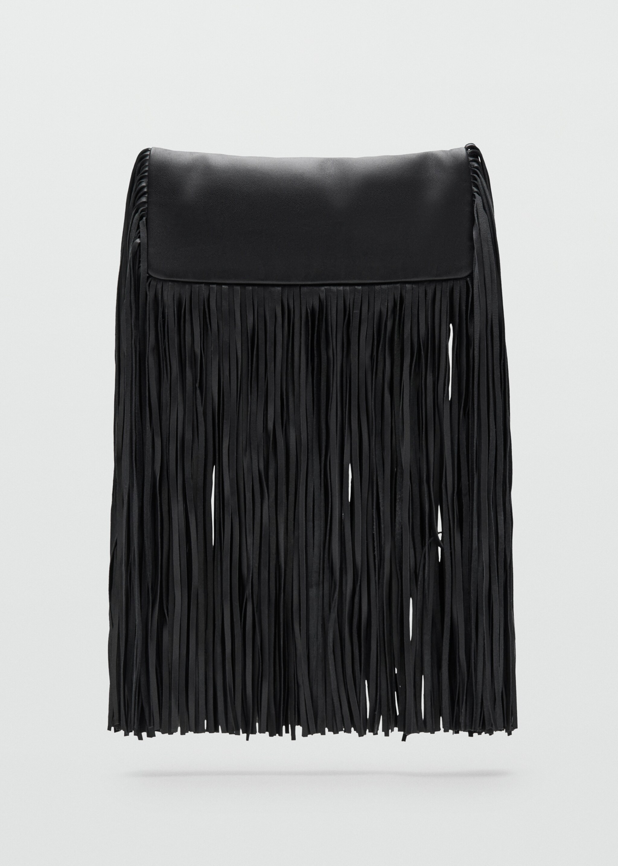 Leather handbag with fringes - Article without model, Black. Ref: 27051512-00.