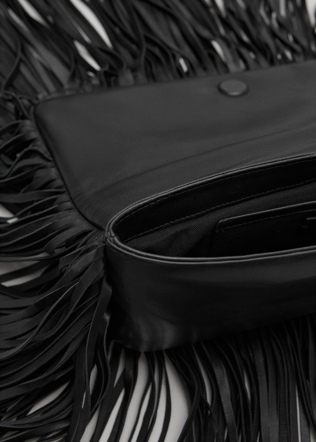 Leather handbag with fringes - image 4