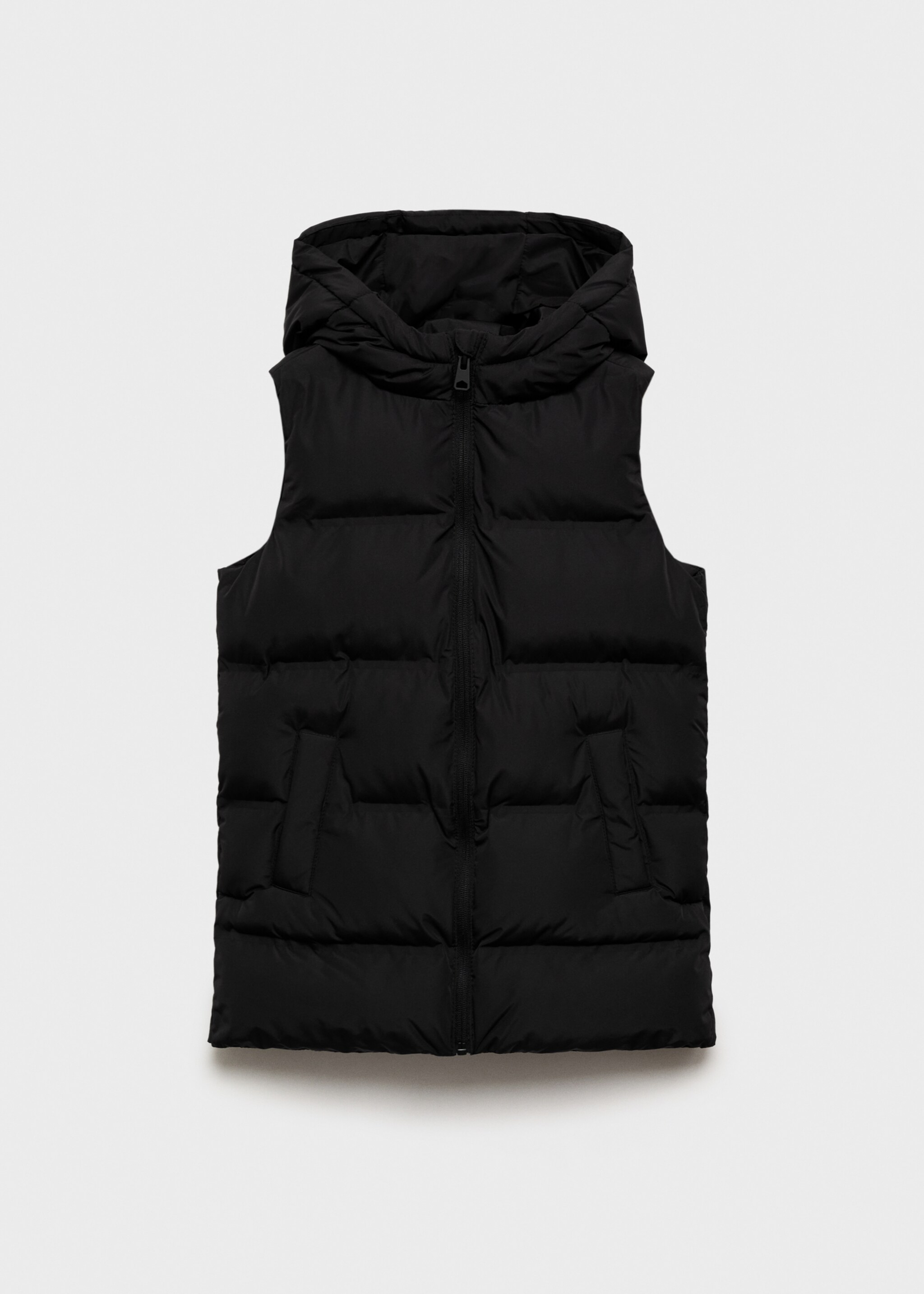 Quilted gilet with hood - Article without model, Black. Ref: 27051515-00.